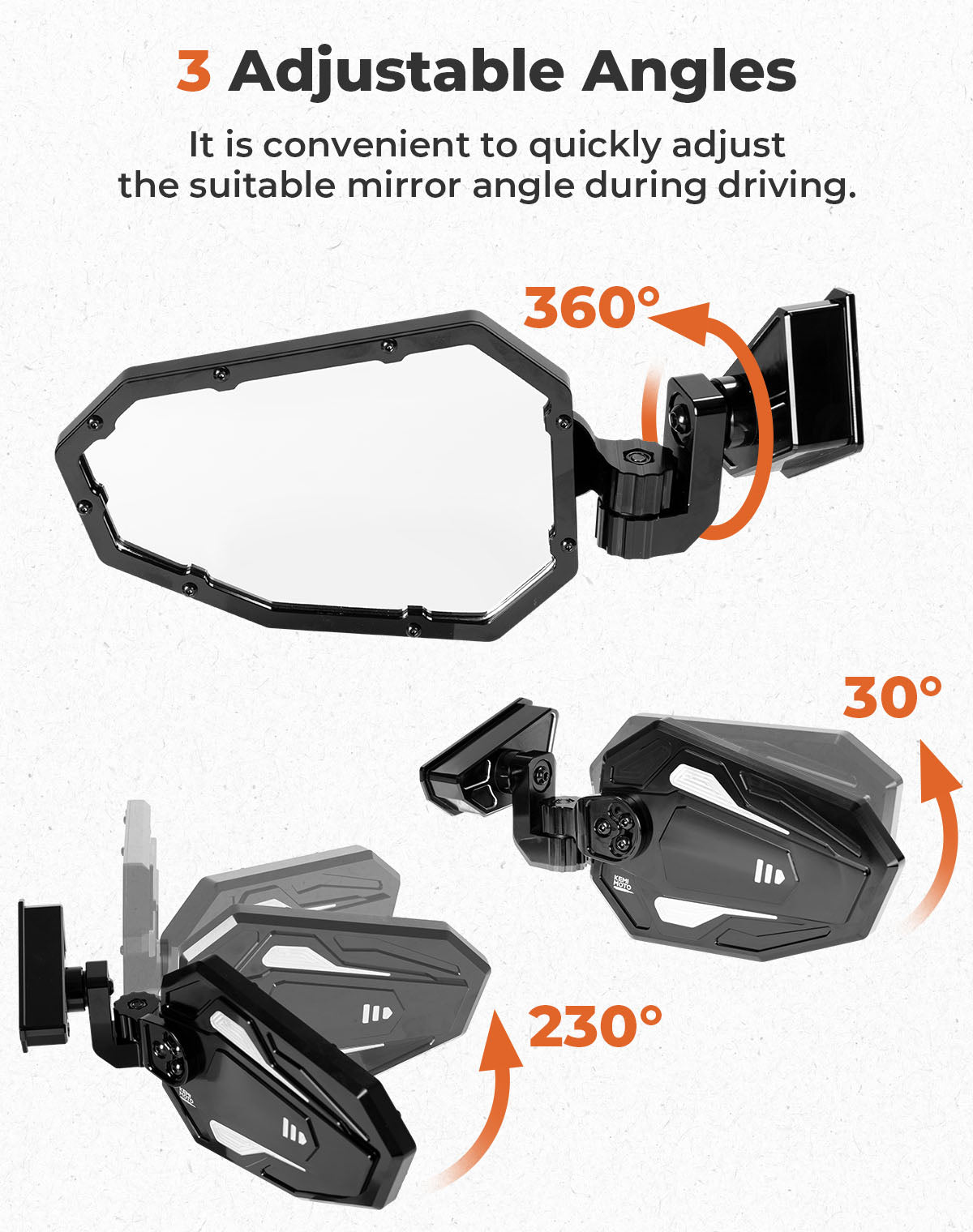 Photo of UTV Aluminum Side Mirrors for Can Am Maverick R 2024+ (1 Pair) by Kemimoto - Premium for UTVs / Side by Sides