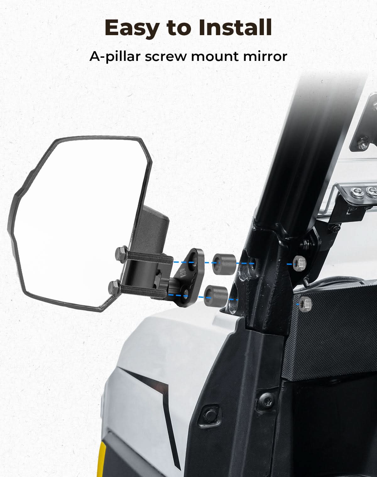 Photo of UTV Large Side Mirrors For Polaris Ranger|Crew XP 1000 2018-2025 by Kemimoto - Premium for UTVs / Side by Sides