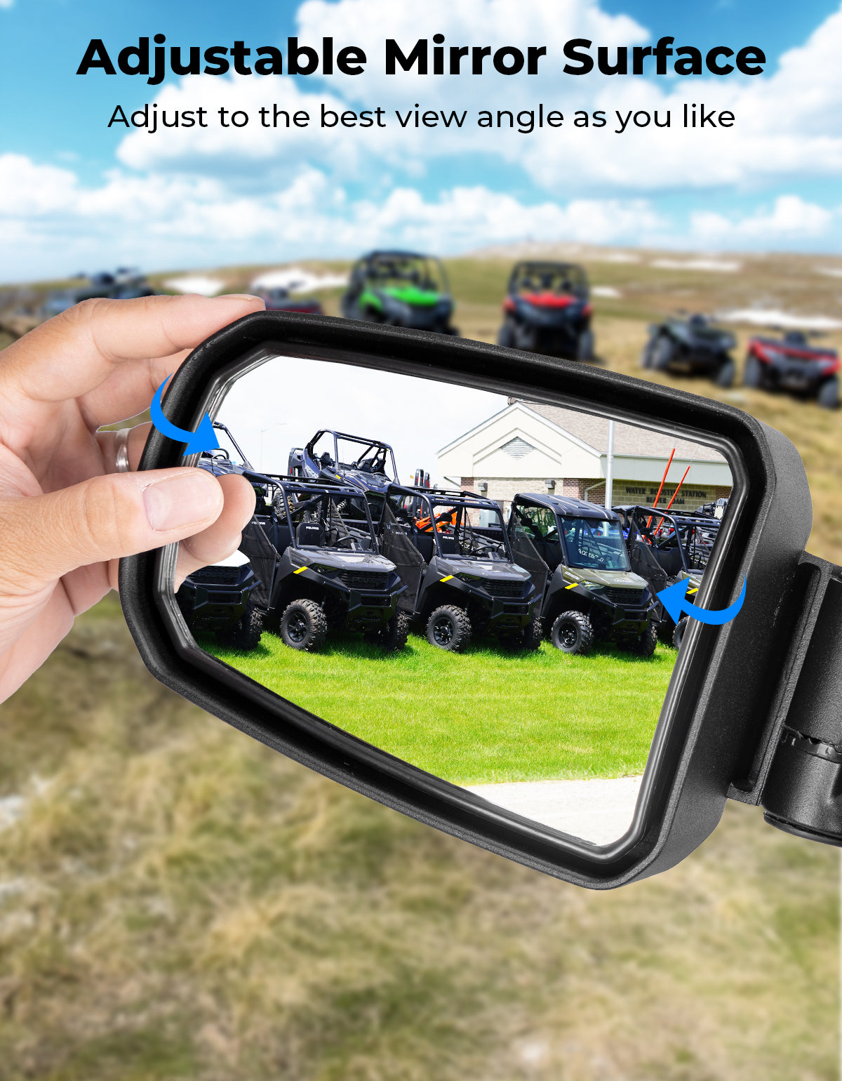 Photo of CNC Aluminum Clamp Pro-Fit Side Mirrors for Polaris Ranger Can-Am Defender Maverick Trail by Kemimoto - Premium for UTVs / Side by Sides