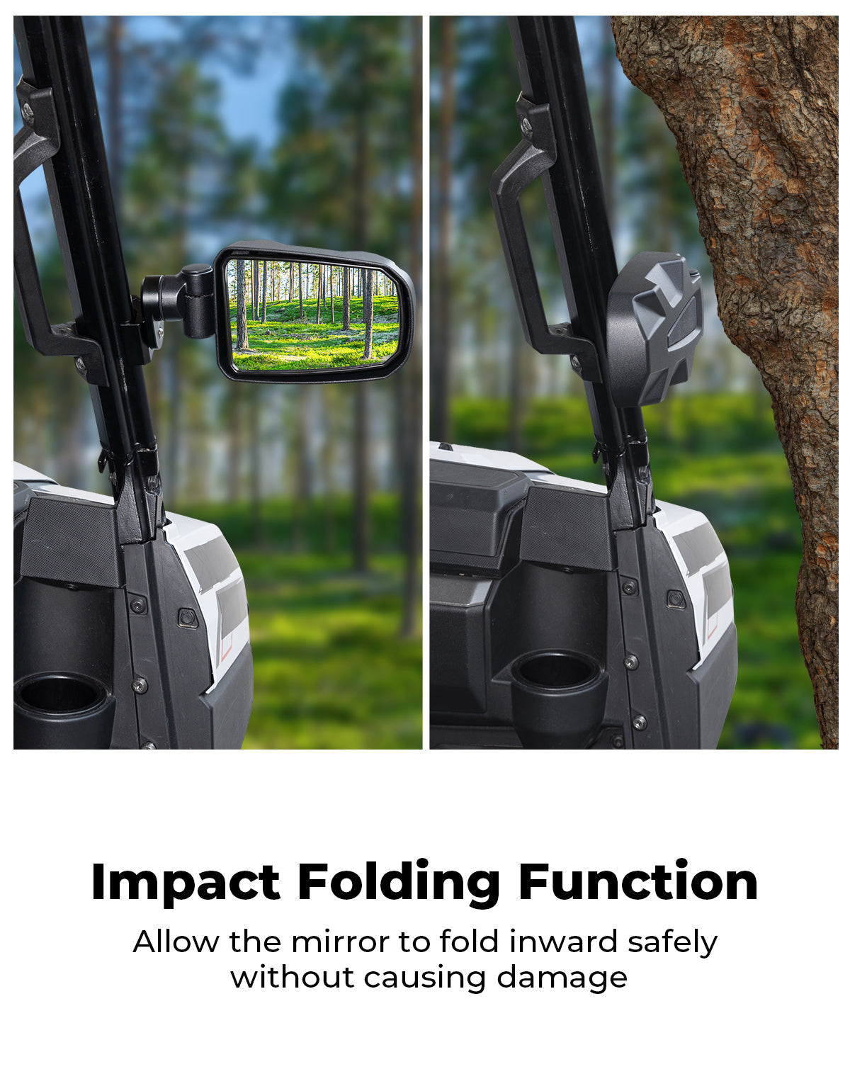Photo of CNC Aluminum Clamp Pro-Fit Side Mirrors for Polaris Ranger Can-Am Defender Maverick Trail by Kemimoto - Premium for UTVs / Side by Sides