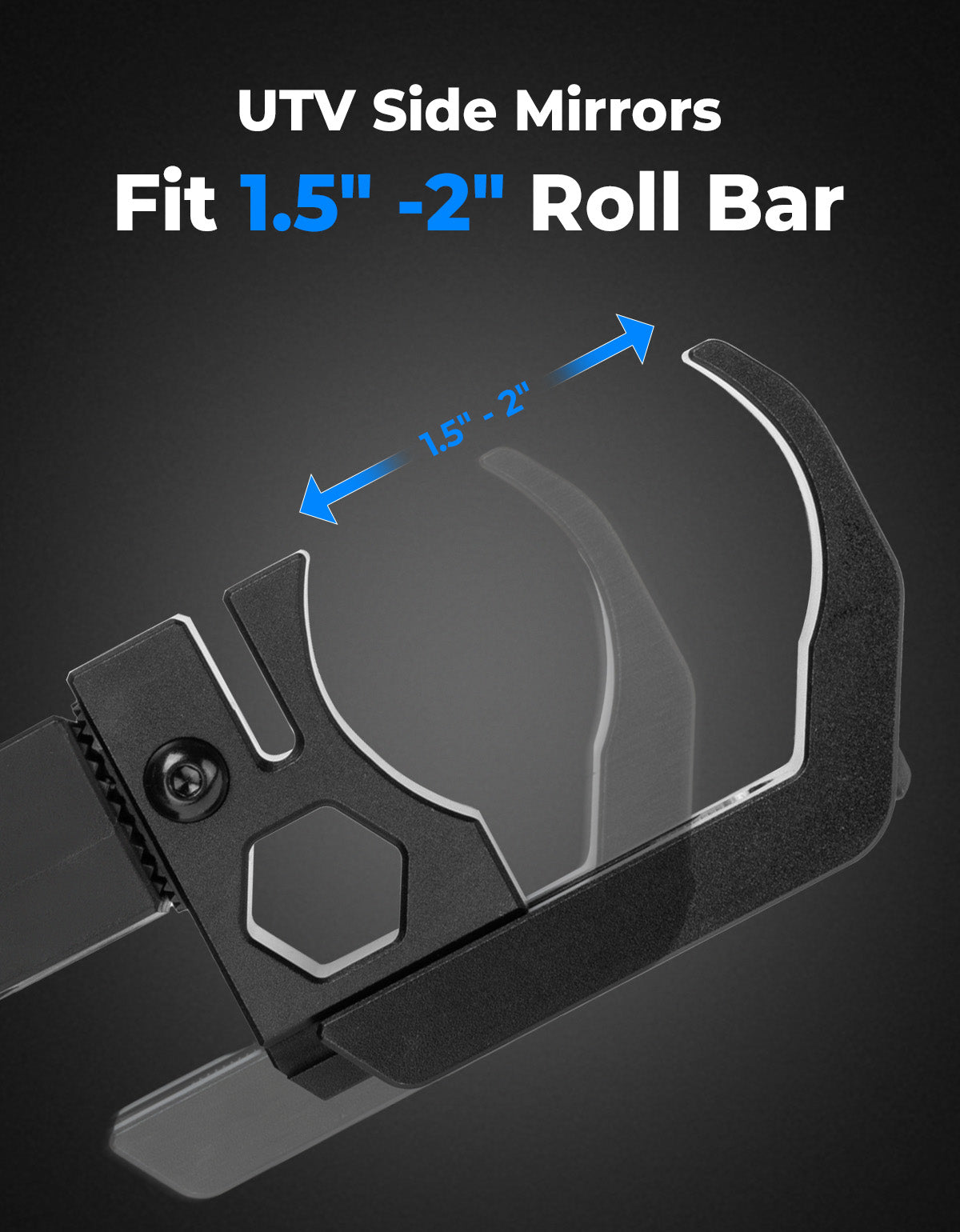 Photo of UTV Side Mirrors Fits 1.5-2 inch Roll Cage for Polaris RZR Can Am Mule Zforce Pioneer by Kemimoto - Premium for UTVs / Side by Sides