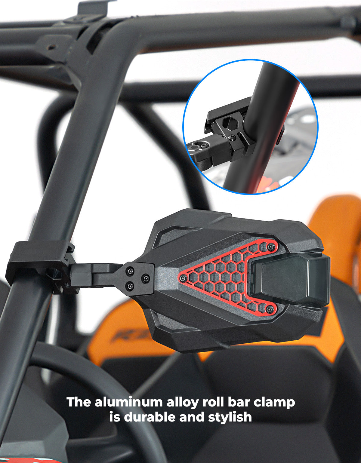 Photo of UTV Side Mirrors Fits 1.5-2 inch Roll Cage for Polaris RZR Can Am Mule Zforce Pioneer by Kemimoto - Premium for UTVs / Side by Sides