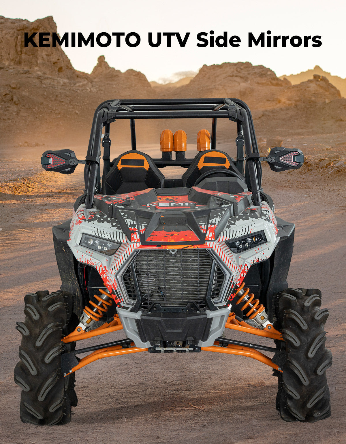 Photo of UTV Side Mirrors Fits 1.5-2 inch Roll Cage for Polaris RZR Can Am Mule Zforce Pioneer by Kemimoto - Premium for UTVs / Side by Sides