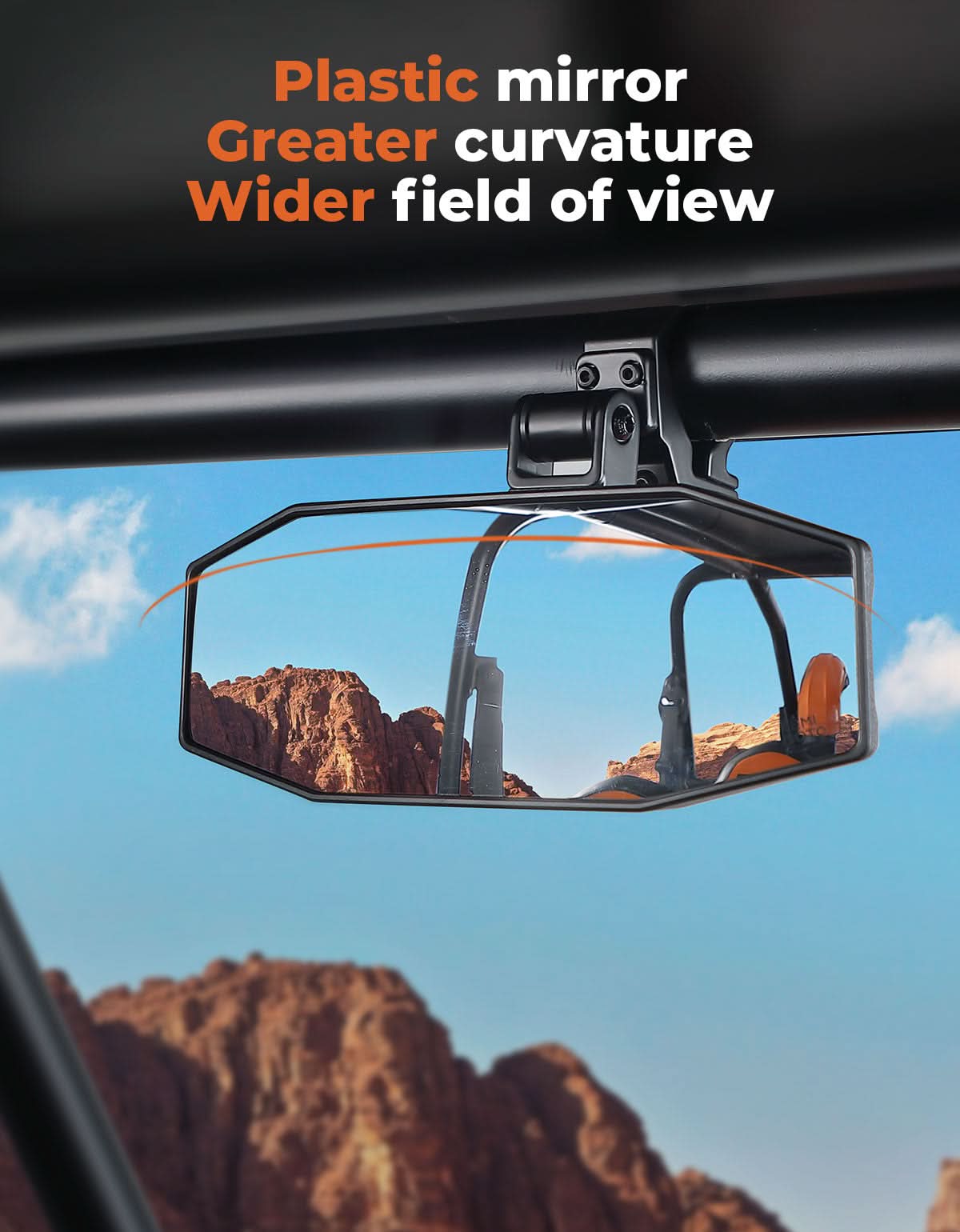 Photo of UTV Rear View Mirror for Polaris RZR, Pioneer, Can AM, CFMOTO by Kemimoto - Premium for UTVs / Side by Sides
