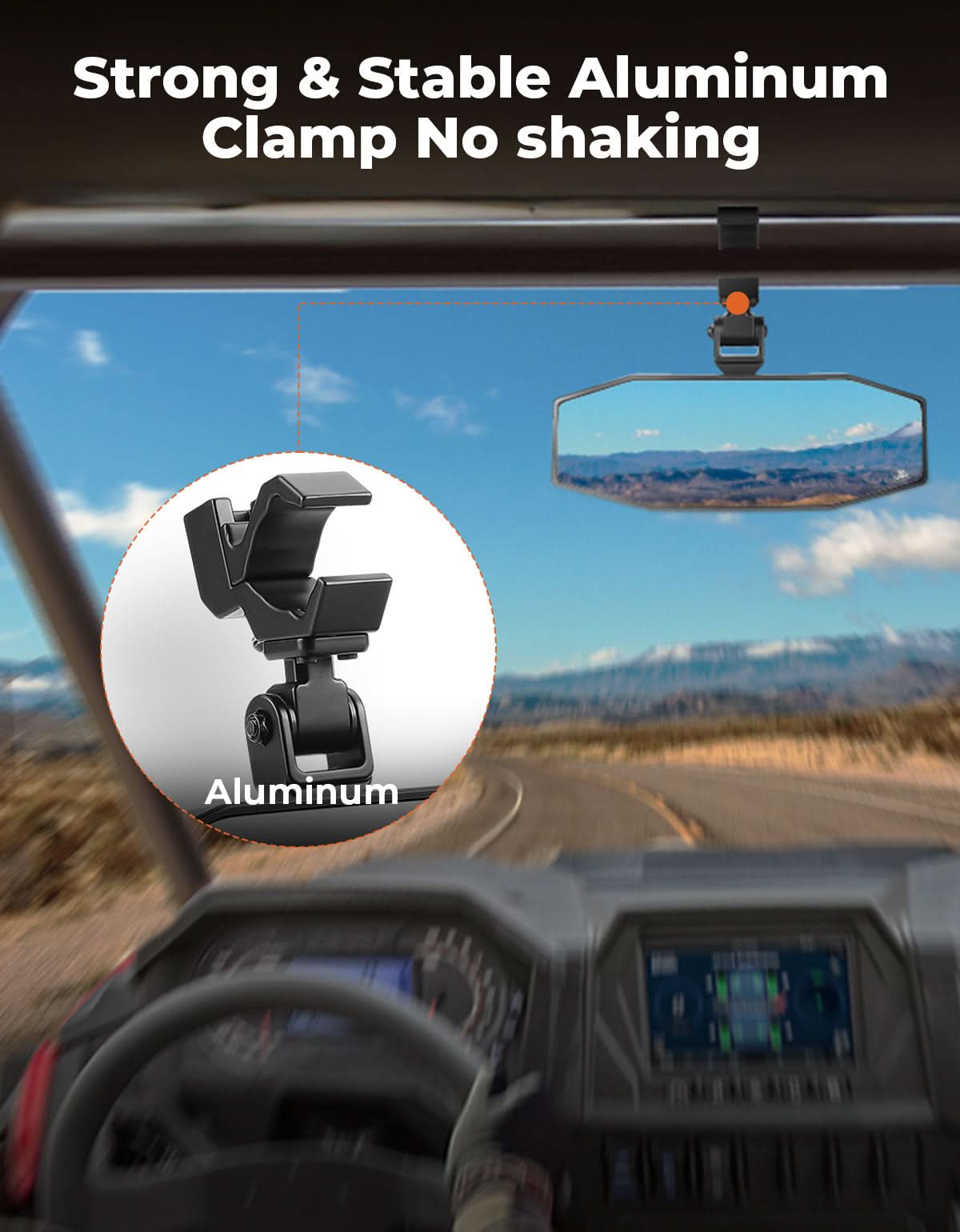 Photo of UTV Rear View Mirror for Polaris RZR, Pioneer, Can AM, CFMOTO by Kemimoto - Premium for UTVs / Side by Sides