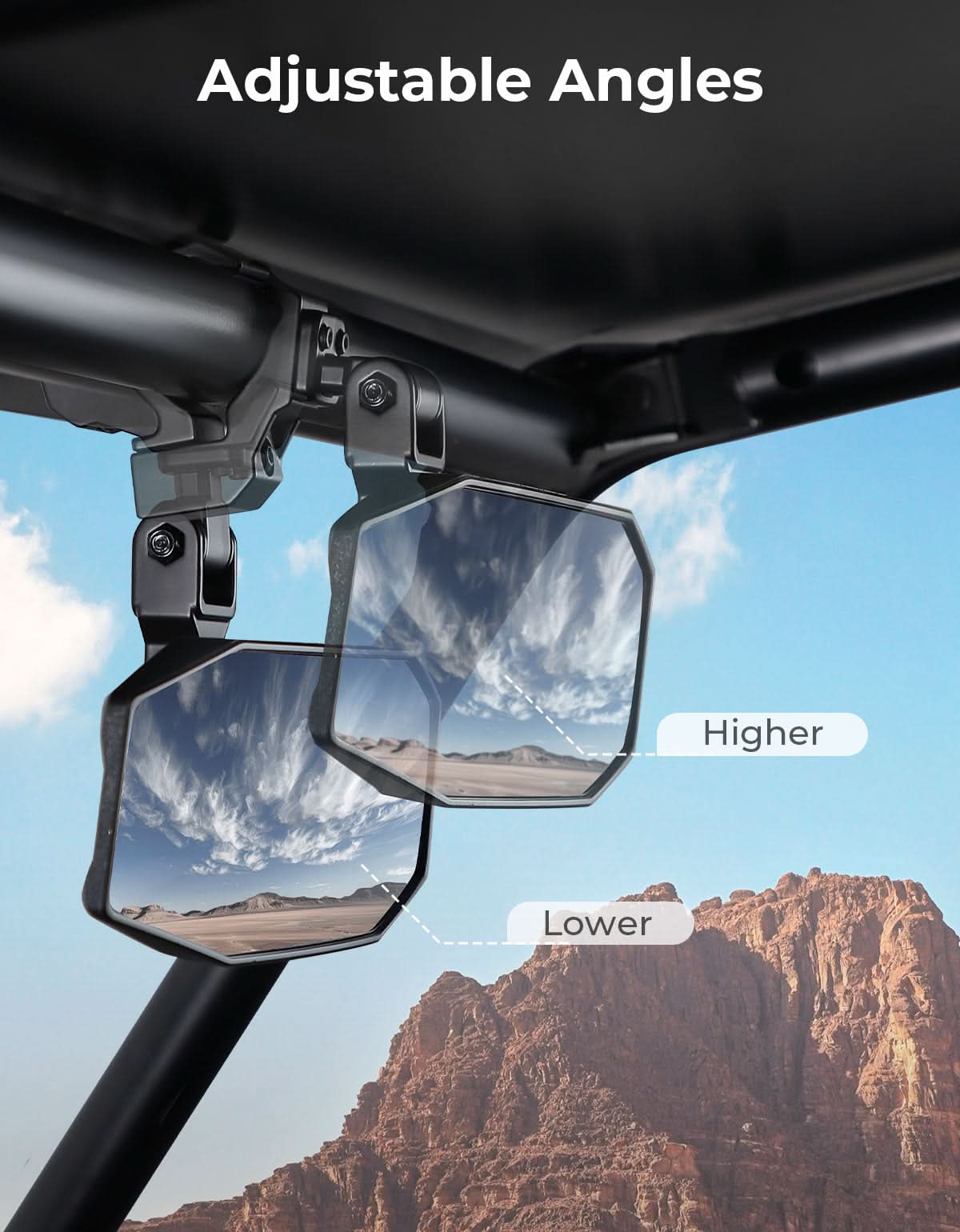 Photo of UTV Rear View Mirror for Polaris RZR, Pioneer, Can AM, CFMOTO by Kemimoto - Premium for UTVs / Side by Sides