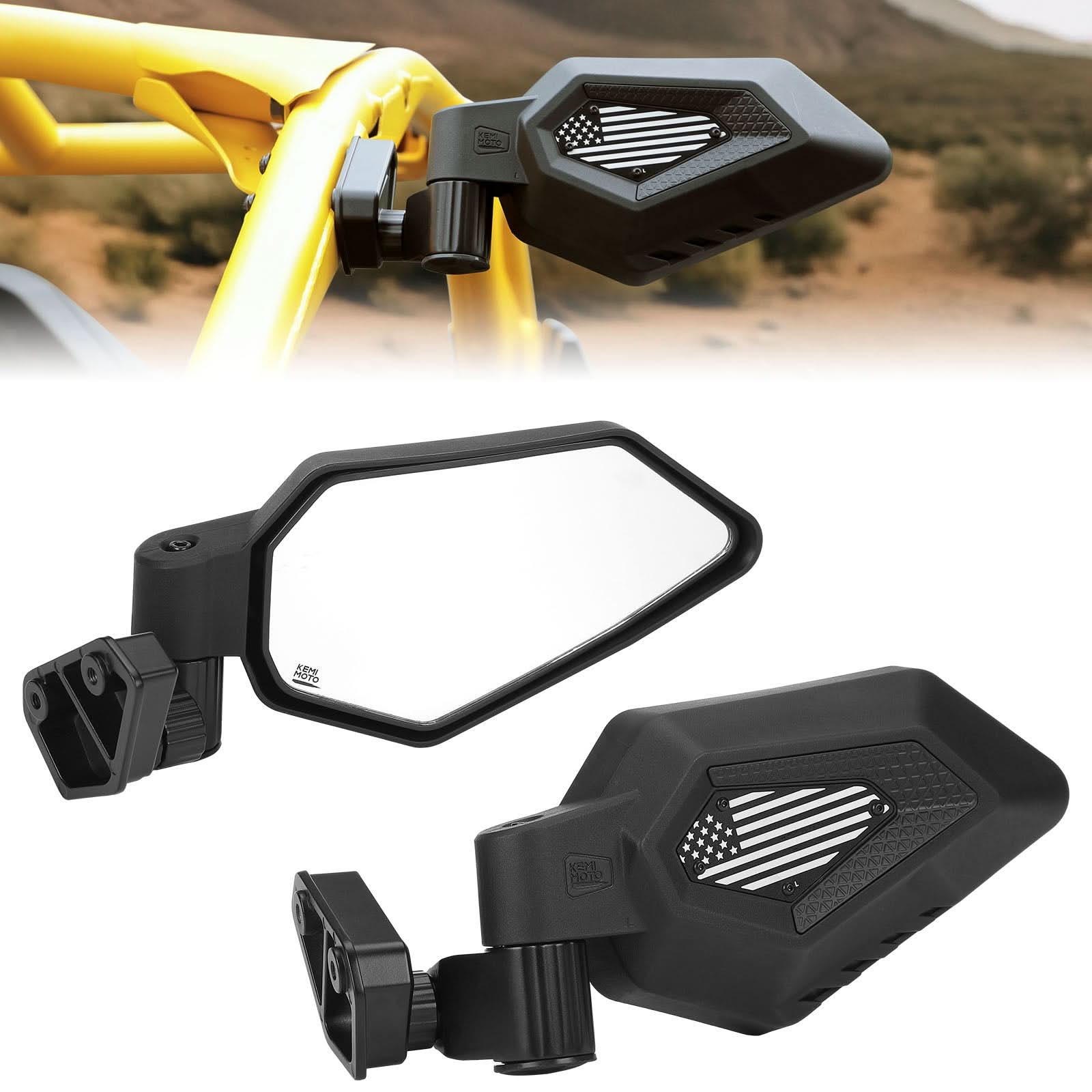 Photo of UTV Side Mirrors Automatic Folding and Resetting in The Event of Collision Compatible with Can Am Maverick R and R Max X/X RS/X RS with Smart-Shox 2024 2025, Shatterproof Glass by Kemimoto - Premium for UTVs / Side by Sides