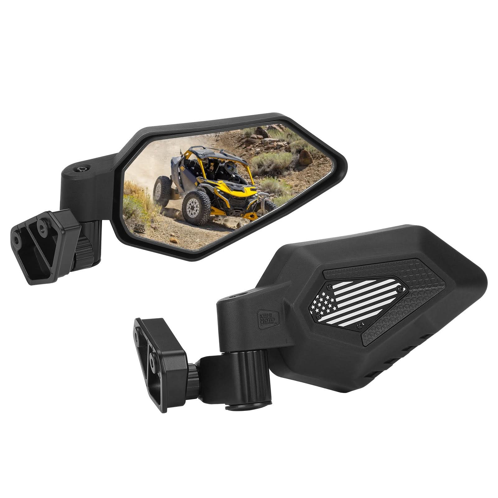 Photo of UTV Side Mirrors Automatic Folding and Resetting in The Event of Collision Compatible with Can Am Maverick R and R Max X/X RS/X RS with Smart-Shox 2024 2025, Shatterproof Glass by Kemimoto - Premium for UTVs / Side by Sides