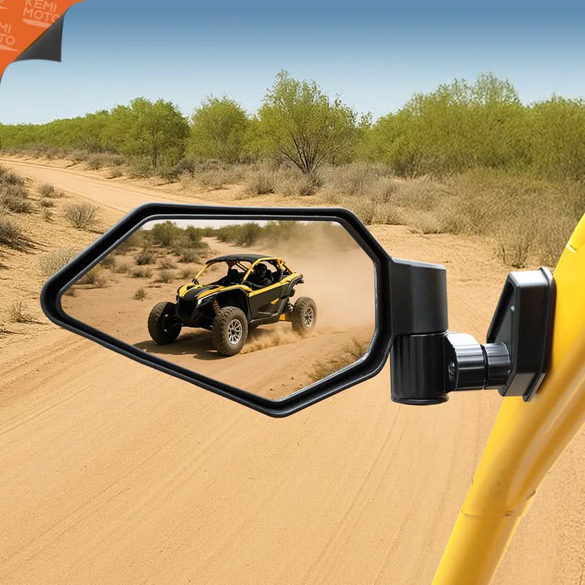 Photo of UTV Side Mirrors Automatic Folding and Resetting in The Event of Collision Compatible with Can Am Maverick R and R Max X/X RS/X RS with Smart-Shox 2024 2025, Shatterproof Glass by Kemimoto - Premium for UTVs / Side by Sides
