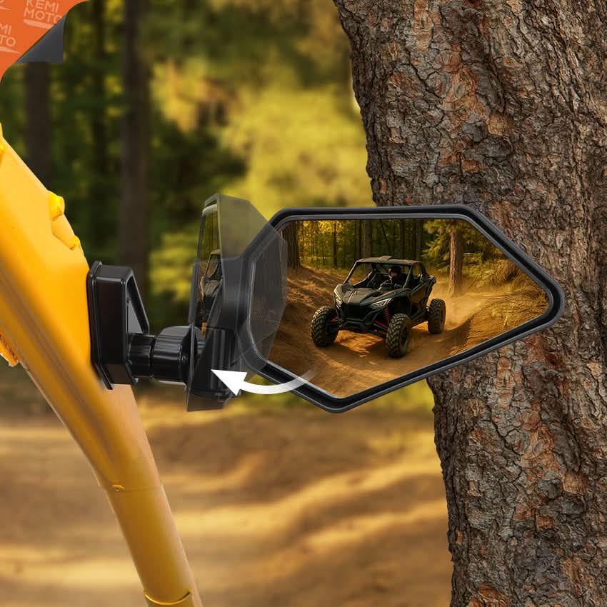 Photo of UTV Side Mirrors Automatic Folding and Resetting in The Event of Collision Compatible with Can Am Maverick R and R Max X/X RS/X RS with Smart-Shox 2024 2025, Shatterproof Glass by Kemimoto - Premium for UTVs / Side by Sides