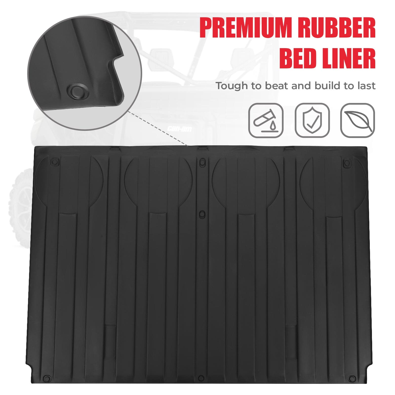 Photo of TPE Floor Mats & Bed Liner for 4-Seater Can-Am Defender HD7|8|9|10 by Kemimoto - Premium for UTVs / Side by Sides