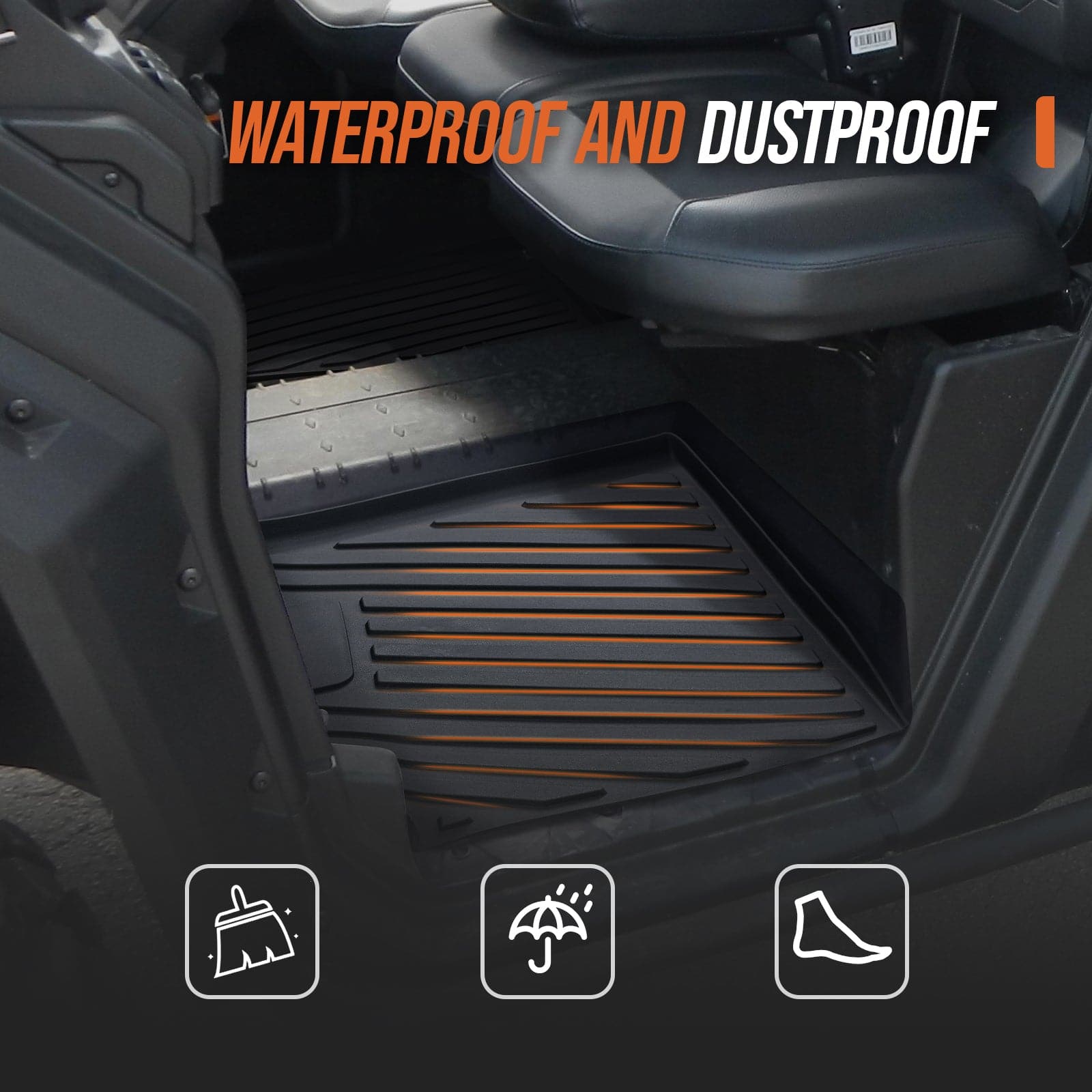 Photo of TPE Floor Mats for Can-Am Defender 2016-2024 by Kemimoto - Premium for UTVs / Side by Sides