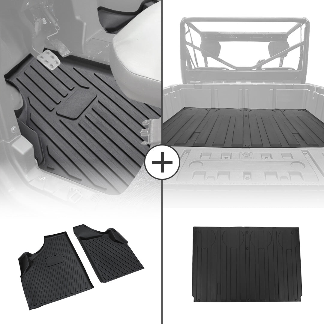 Photo of TPE Floor Mats & Bed Liner for Can-Am Defender HD7|8|9|10 by Kemimoto - Premium for UTVs / Side by Sides