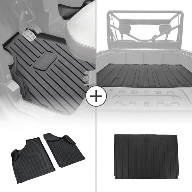 Photo of TPE Floor Mats & Bed Liner for Can-Am Defender HD7|8|9|10 by Kemimoto - Premium for UTVs / Side by Sides