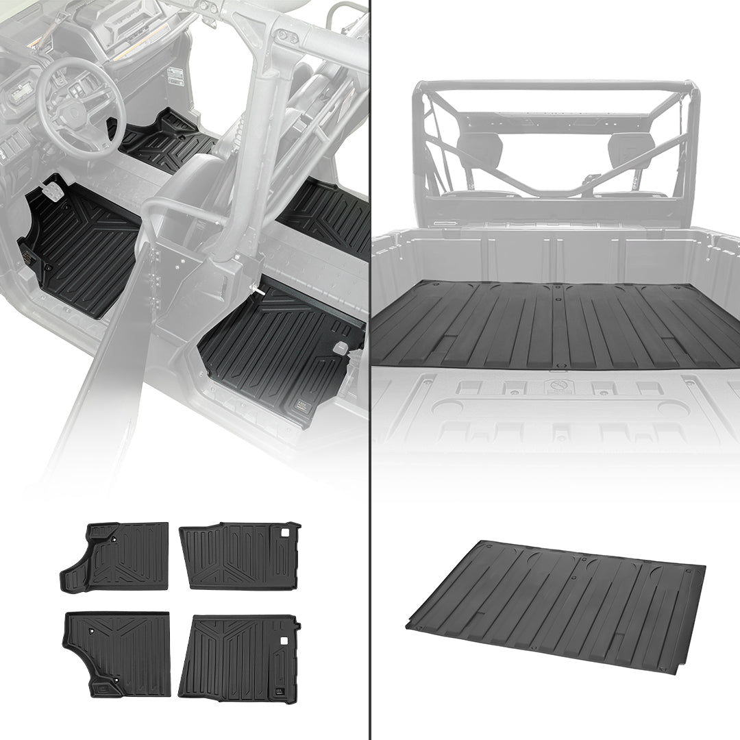 Photo of TPE Floor Mats & Bed Liner for 4-Seater Can-Am Defender HD7|8|9|10 by Kemimoto - Premium for UTVs / Side by Sides