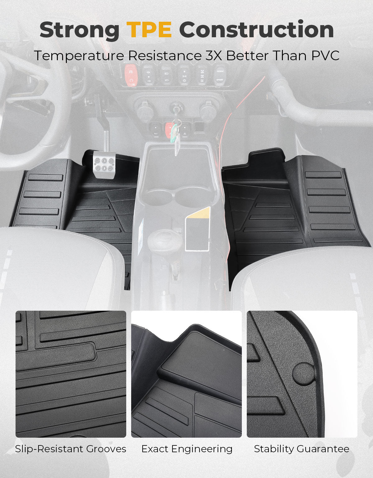 Photo of TPE Front Floor Mats for CFMOTO ZFORCE 950 HO EX | HO Sport by Kemimoto - Premium for UTVs / Side by Sides