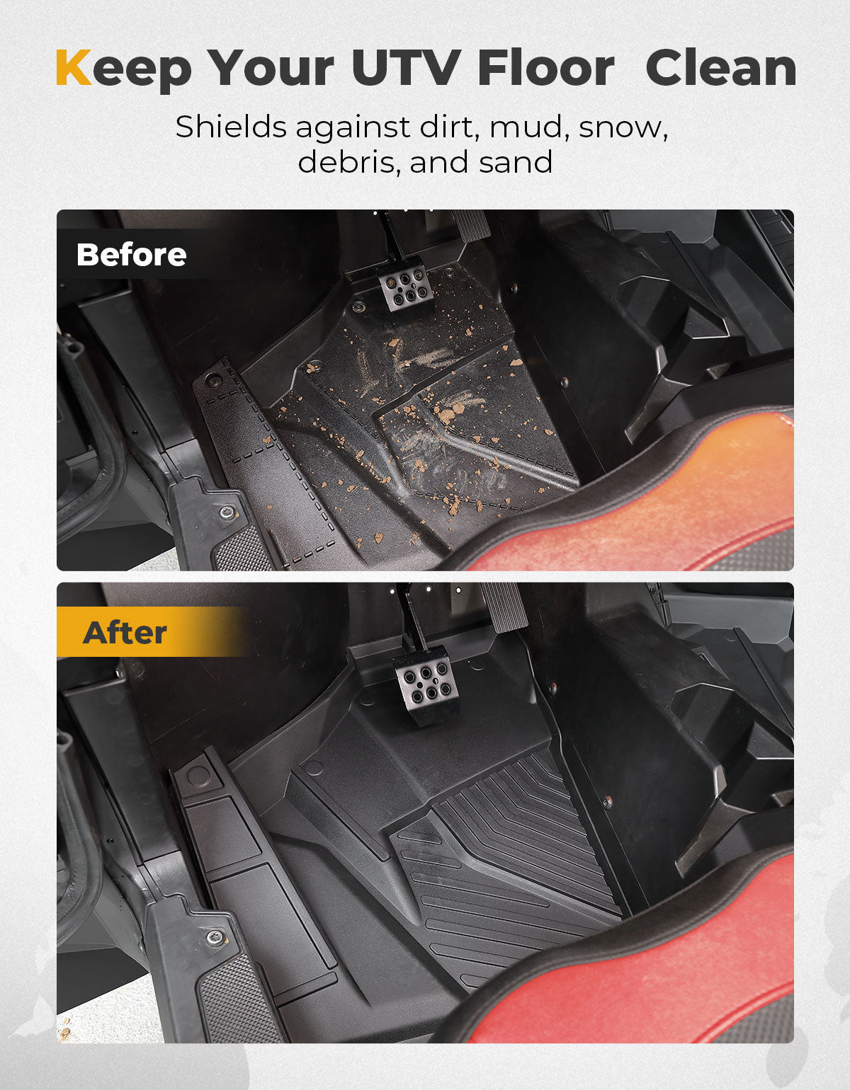 Photo of Front TPE Floor Mats for Polaris RZR XP 1000/4 1000 2024-2025 by Kemimoto - Premium for UTVs / Side by Sides