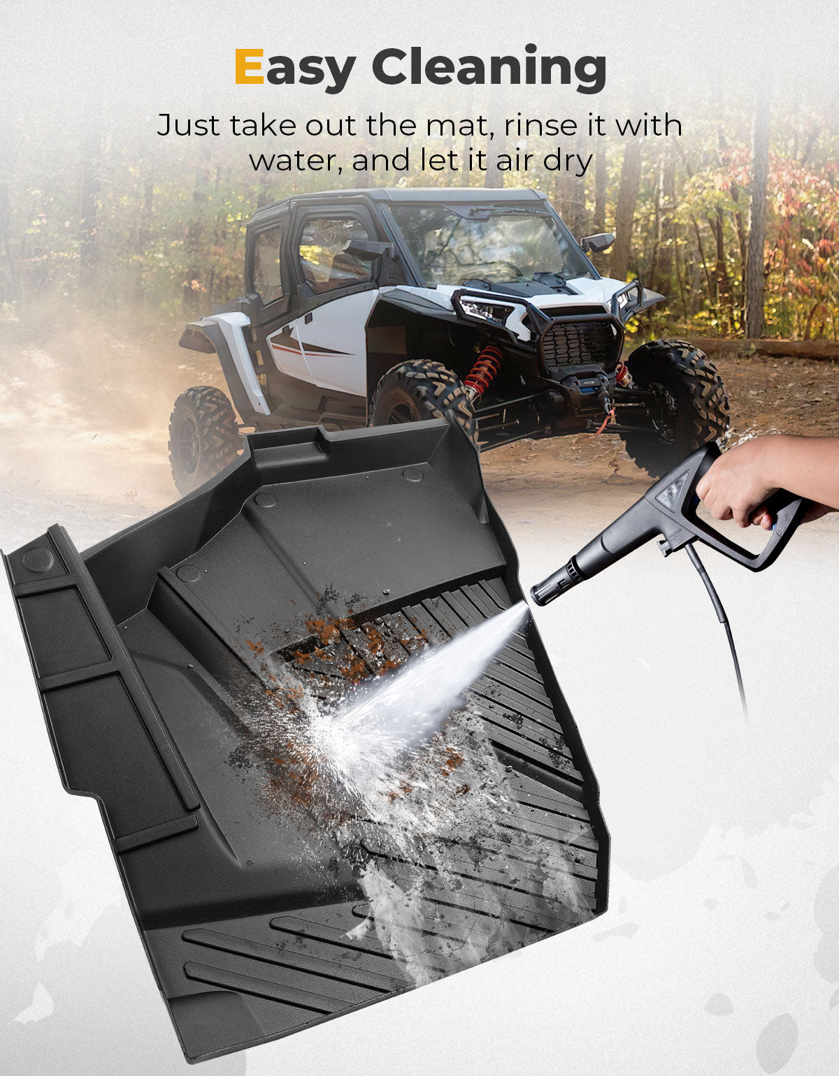 Photo of Front TPE Floor Mats for Polaris RZR XP 1000/4 1000 2024-2025 by Kemimoto - Premium for UTVs / Side by Sides