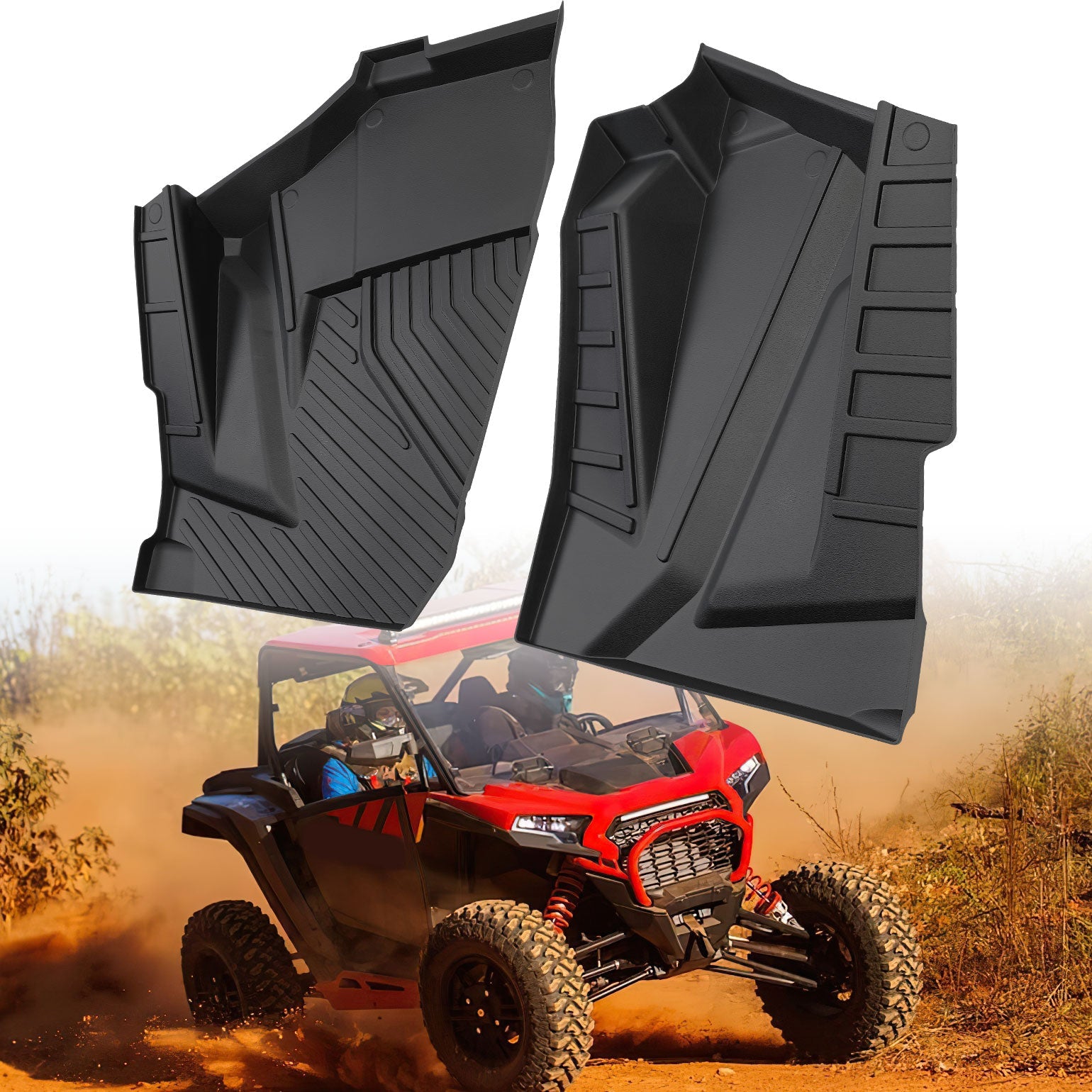 Photo of Front TPE Floor Mats for Polaris RZR XP 1000/4 1000 2024-2025 by Kemimoto - Premium for UTVs / Side by Sides