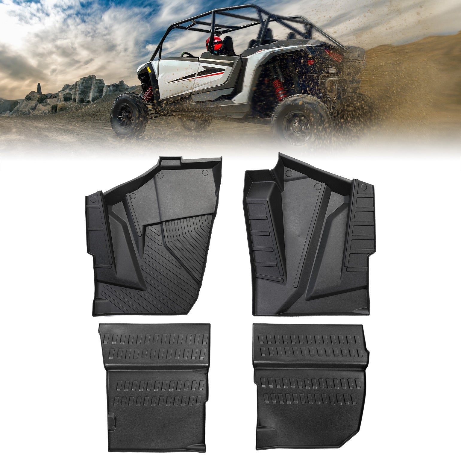Photo of TPE Non-Slip Floor Mats 4PCS for 2024/2025 Polaris RZR XP 4 1000 by Kemimoto - Premium for UTVs / Side by Sides