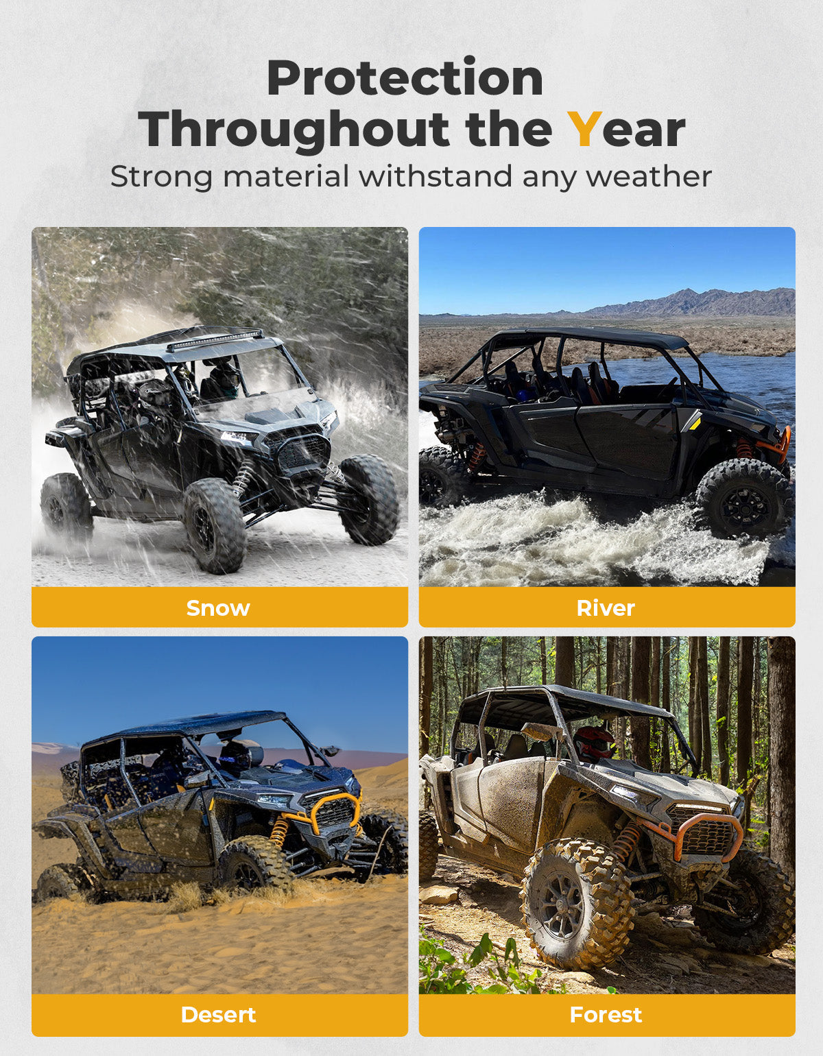 Photo of TPE Non-Slip Floor Mats 4PCS for 2024/2025 Polaris RZR XP 4 1000 by Kemimoto - Premium for UTVs / Side by Sides