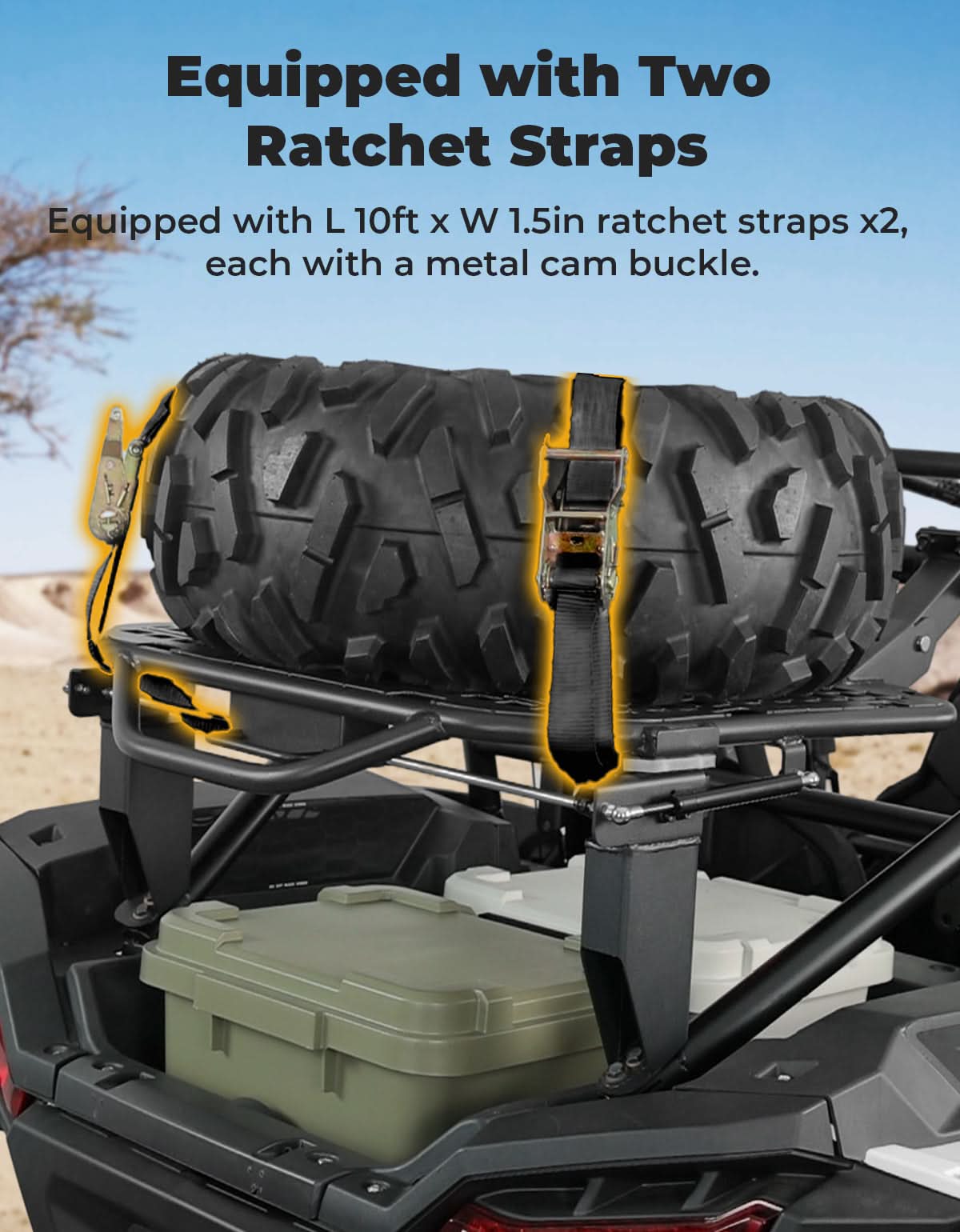 Photo of UTV Spare Tire Carrier for Polaris RZR XP 1000 / XP 4 1000 2024-2025 by Kemimoto - Premium for UTVs / Side by Sides