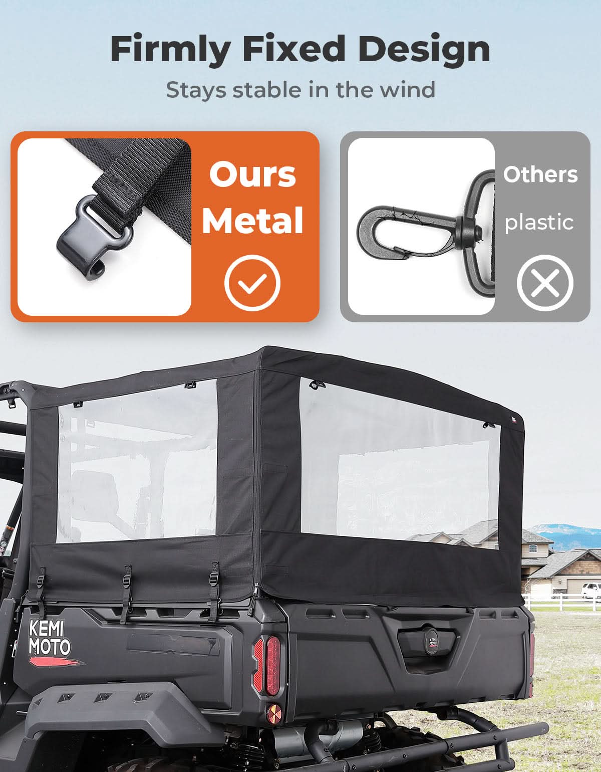 Photo of UTV Soft Cargo Camper Bed Cover for Can-Am Defender by Kemimoto - Premium for UTVs / Side by Sides