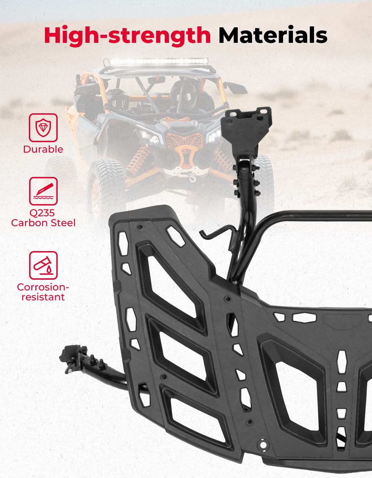Photo of Pivoting Rear Cargo Rack for Can-Am Maverick X3/Max 2017-2025 by Kemimoto - Premium for UTVs / Side by Sides