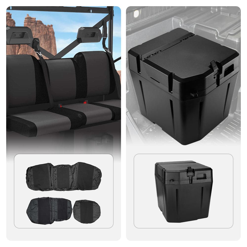 Photo of UTV Waterproof Seat Cover & Under Seat Storage Box for Polaris Ranger by Kemimoto - Premium for UTVs / Side by Sides