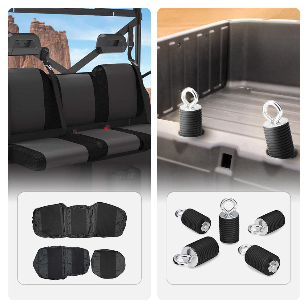 Photo of UTV Waterproof Seat Cover & 2" Tie Down Anchors for Polaris Ranger by Kemimoto - Premium for UTVs / Side by Sides