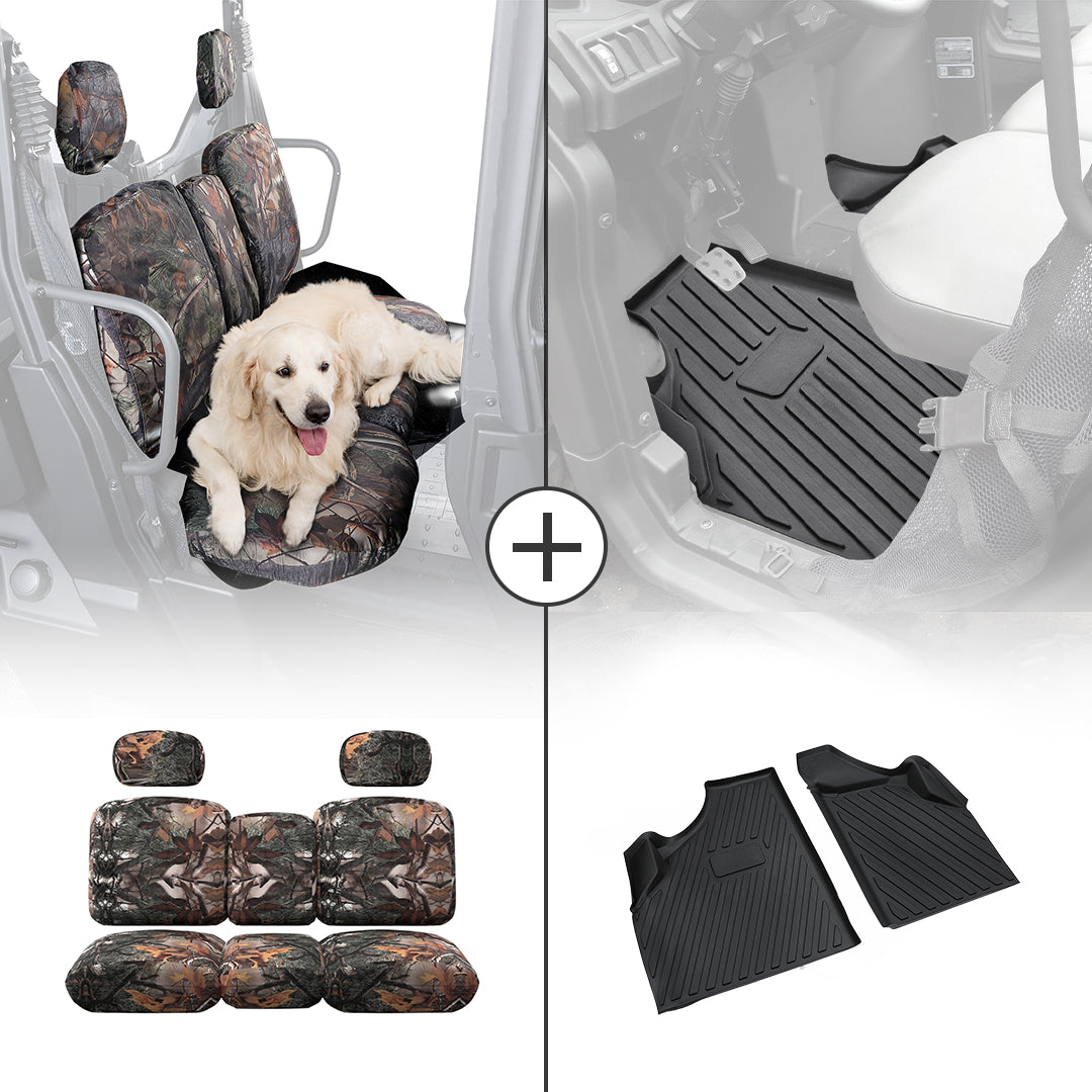 Photo of Camouflage Seat Cover & TPE Floor Mats for Can-Am Defender HD7|8|9|10 by Kemimoto - Premium for UTVs / Side by Sides