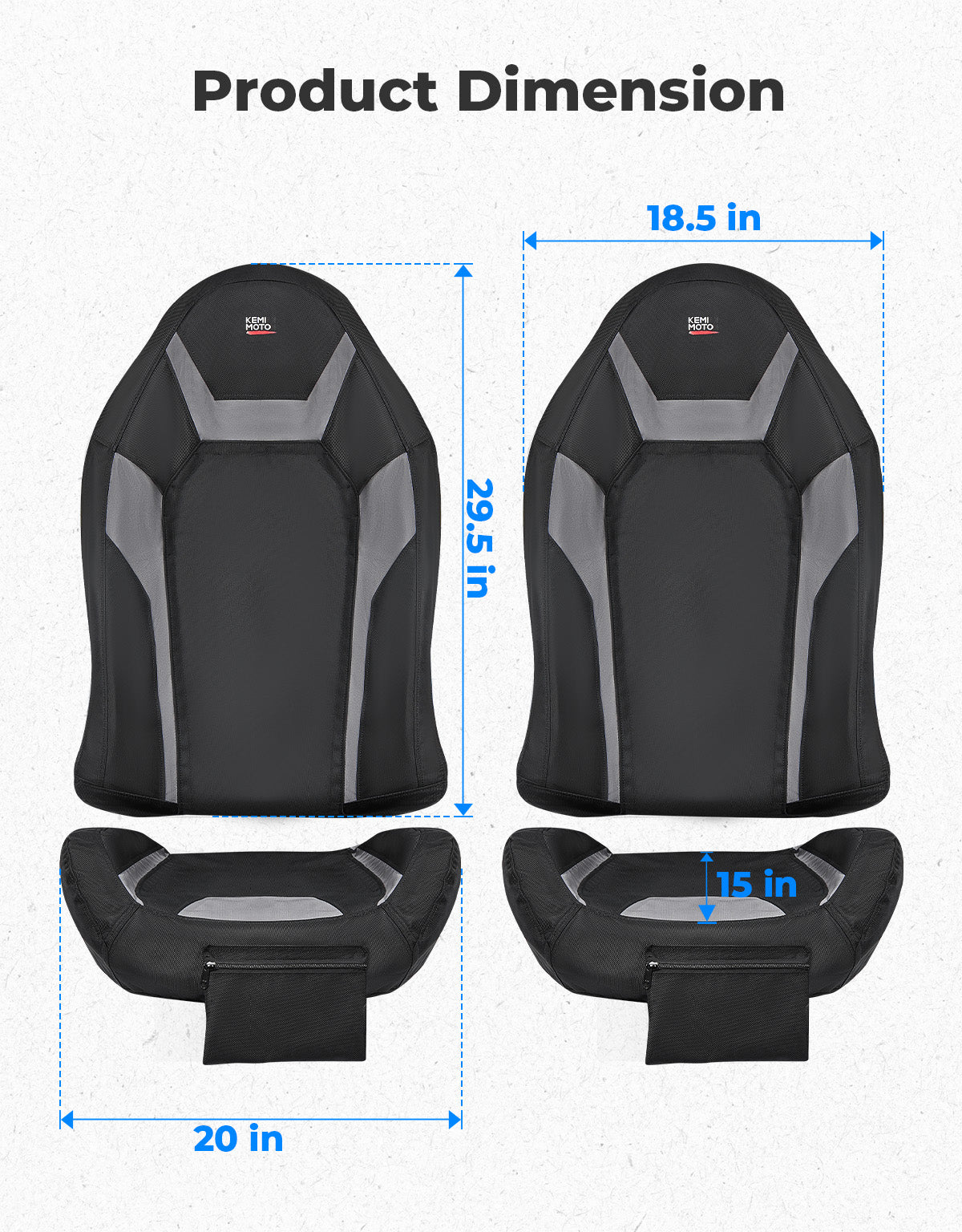 Photo of Seat Covers Water-Resistant 1680D for Polaris RZR XP 1000/Turbo 2014-2023 by Kemimoto - Premium for UTVs / Side by Sides