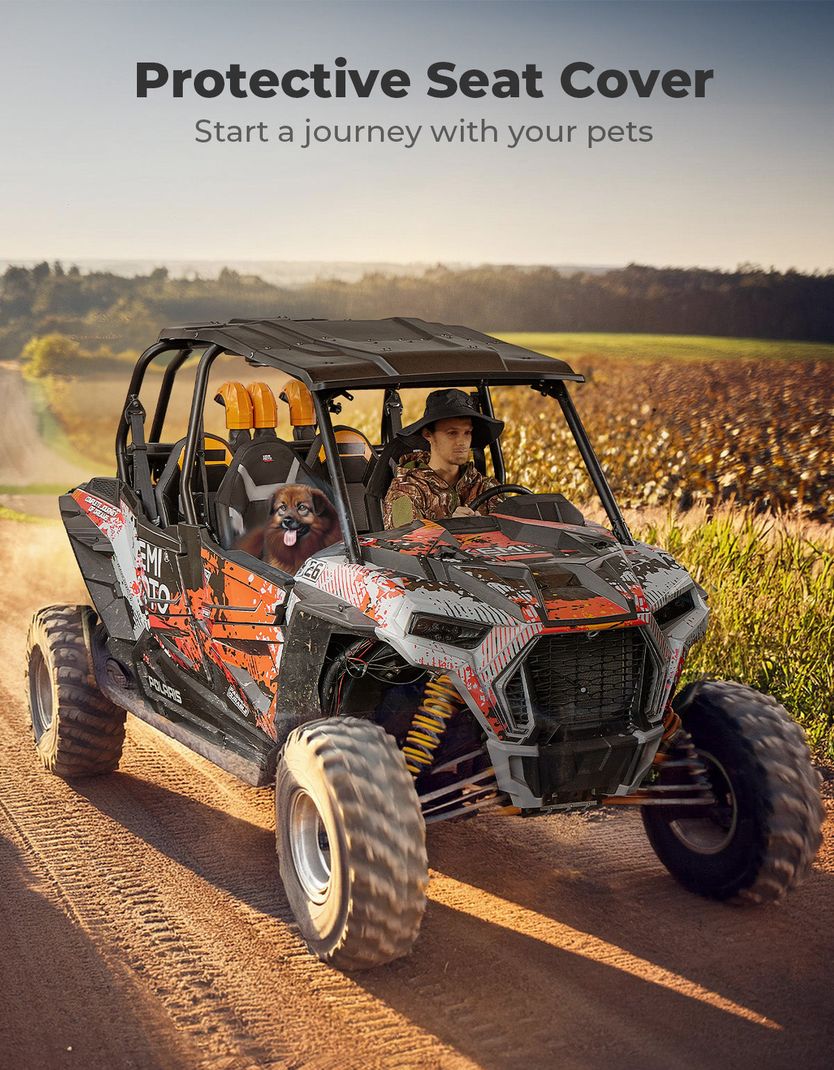 Photo of Seat Covers Water-Resistant 1680D for Polaris RZR XP 1000/Turbo 2014-2023 by Kemimoto - Premium for UTVs / Side by Sides