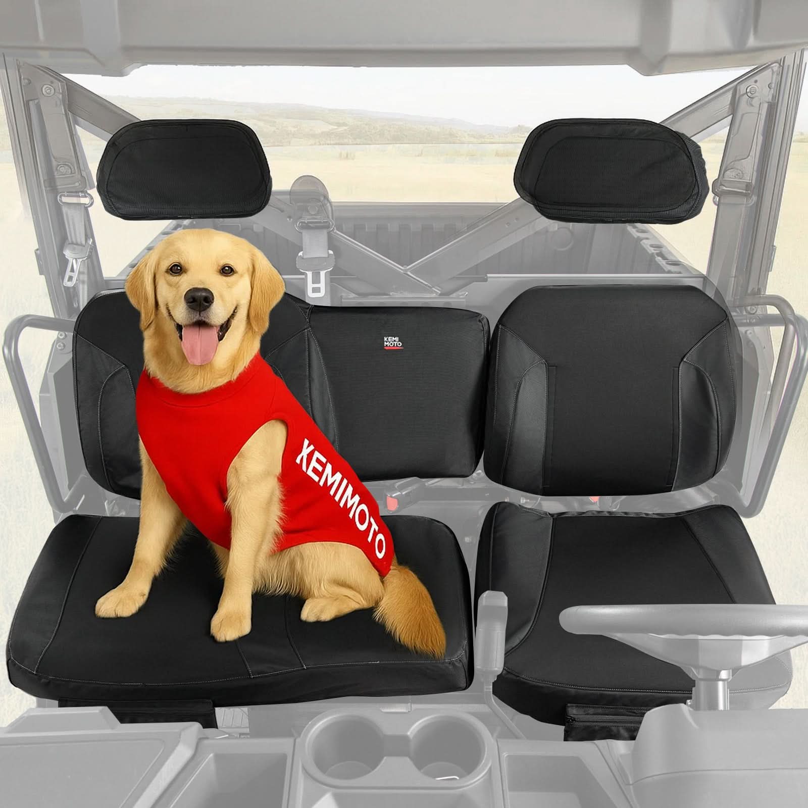 Photo of UTV Seat Cover Set with Wingback for Polaris Ranger XP 1000 2022-2025 by Kemimoto - Premium for UTVs / Side by Sides