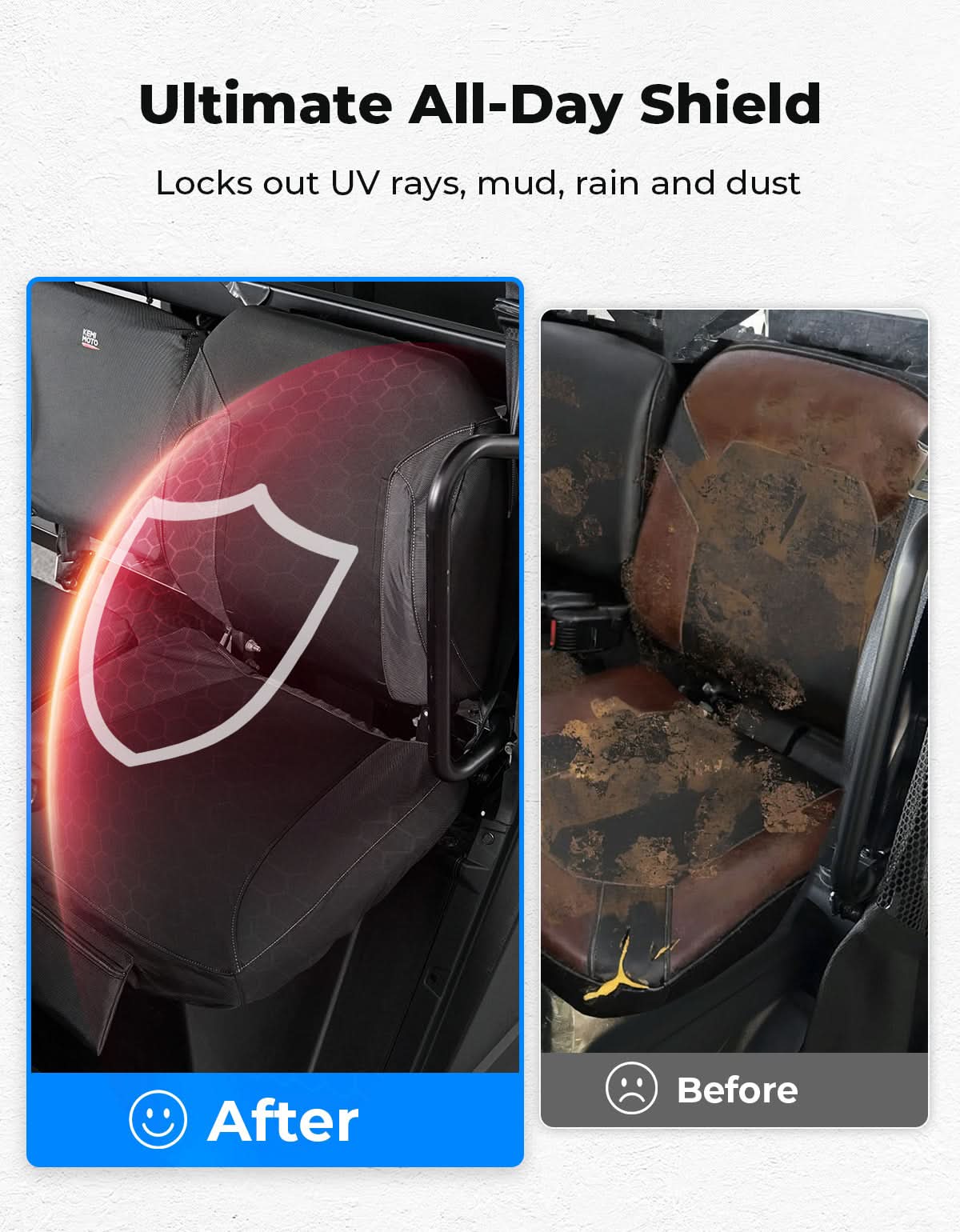 Photo of UTV Seat Cover Set with Wingback for Polaris Ranger XP 1000 2022-2025 by Kemimoto - Premium for UTVs / Side by Sides