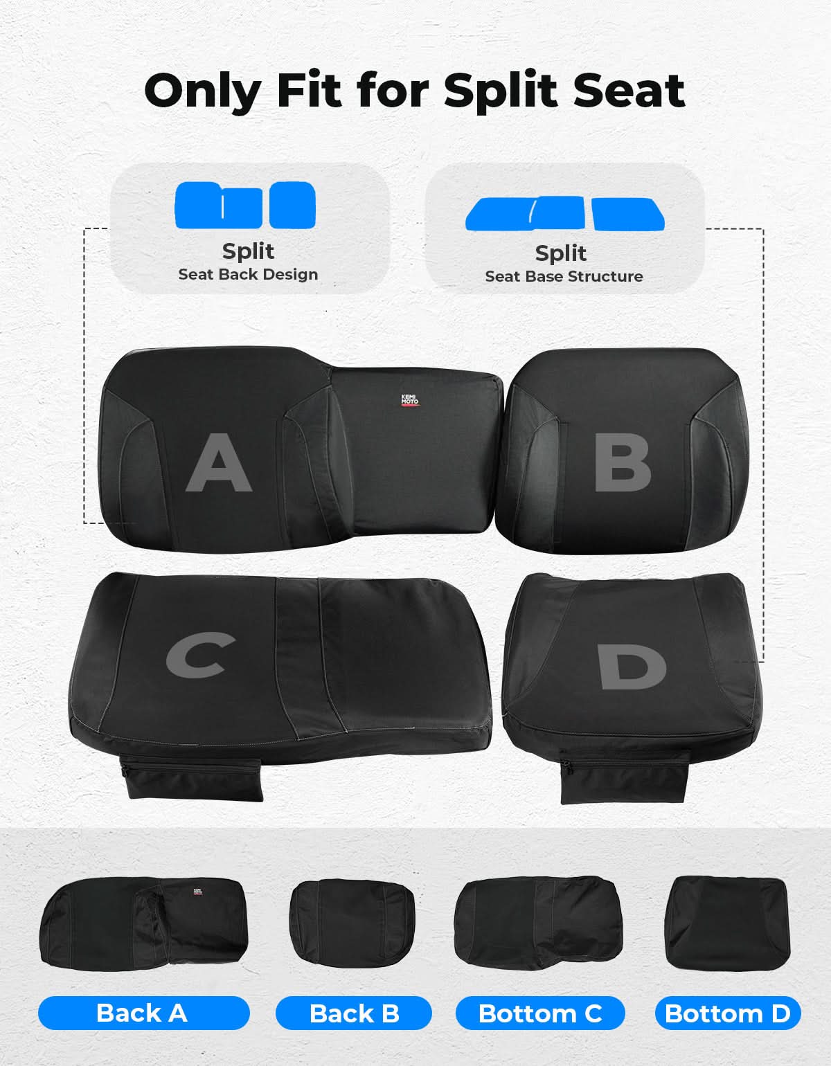 Photo of UTV Seat Cover Set with Wingback for Polaris Ranger XP 1000 2022-2025 by Kemimoto - Premium for UTVs / Side by Sides