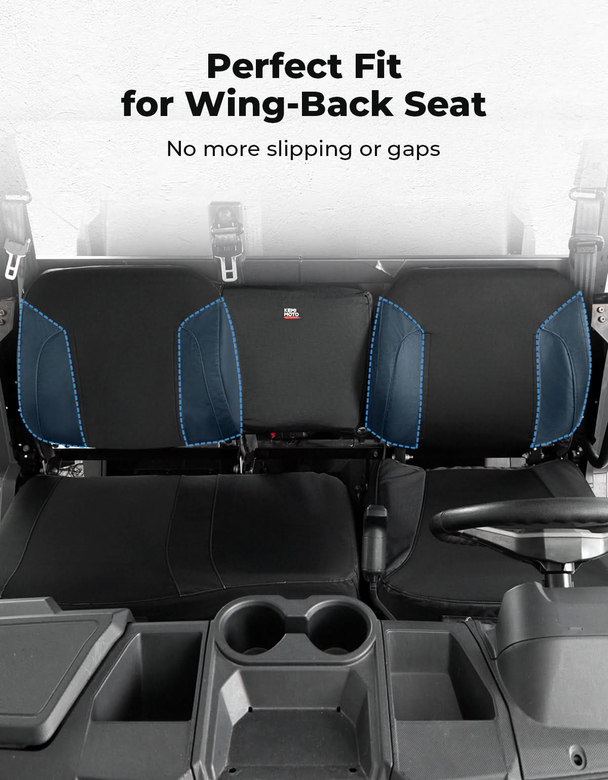 Photo of UTV Wingback Seat Cover Set for Polaris Ranger Crew XP 1000 by Kemimoto - Premium for UTVs / Side by Sides