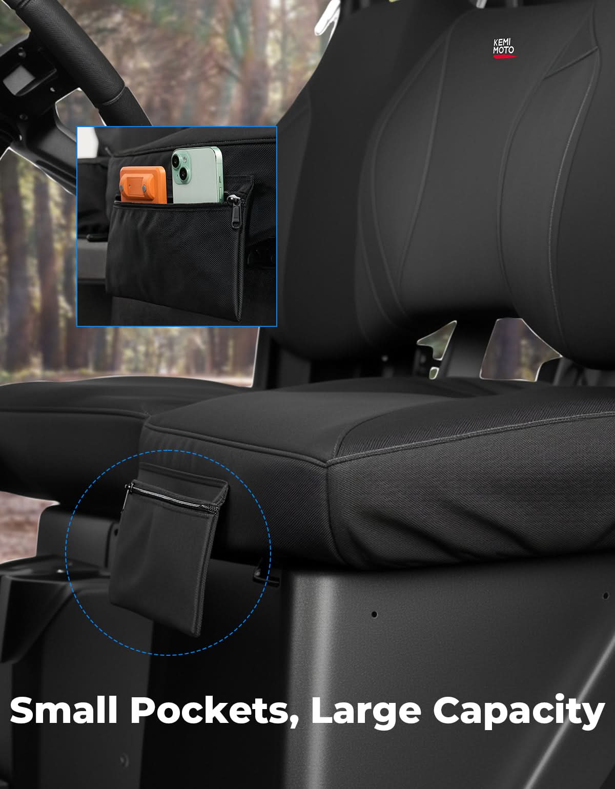 Photo of UTV Wingback Seat Cover Set for Polaris Ranger Crew XP 1000 by Kemimoto - Premium for UTVs / Side by Sides