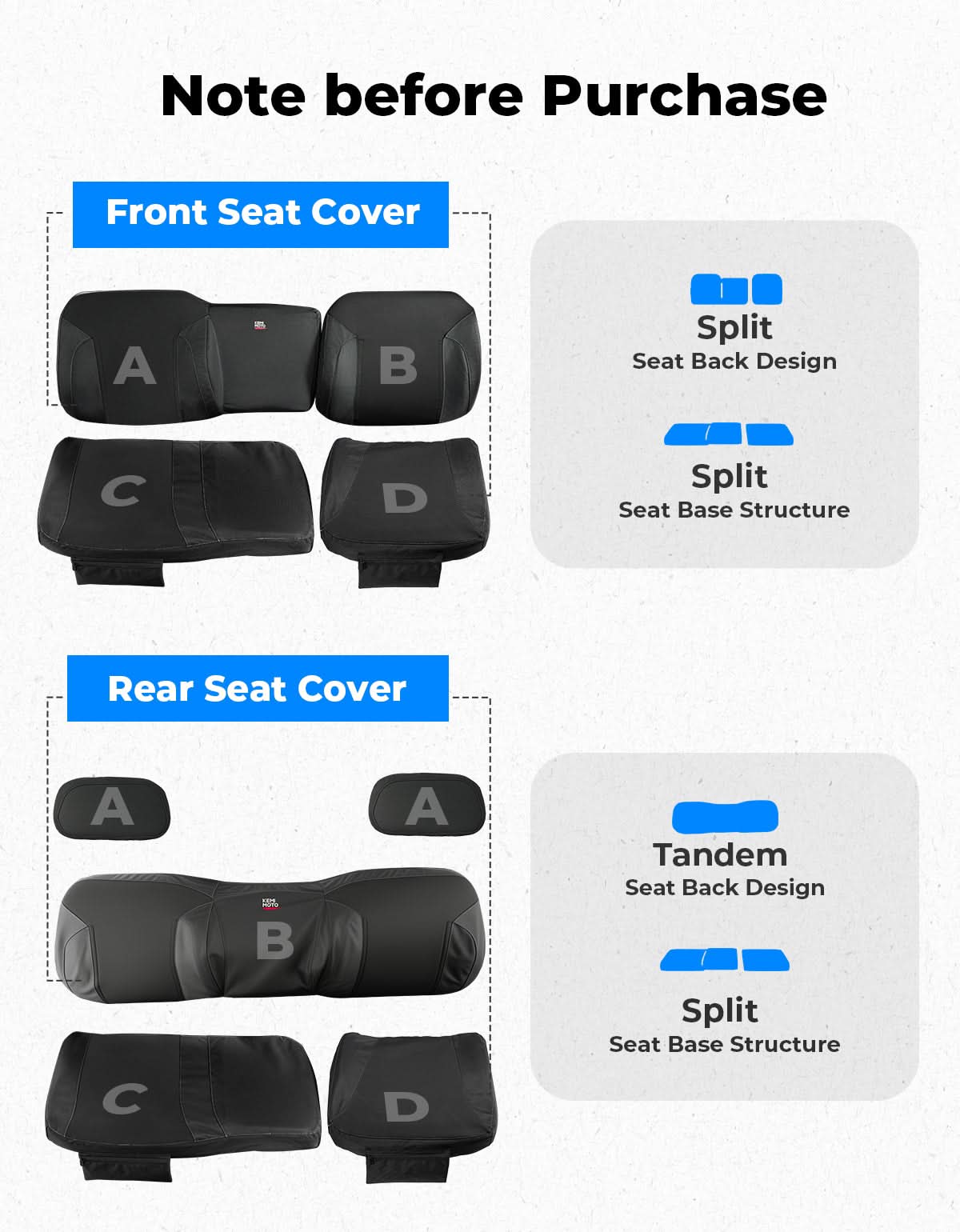 Photo of UTV Wingback Seat Cover Set for Polaris Ranger Crew XP 1000 by Kemimoto - Premium for UTVs / Side by Sides