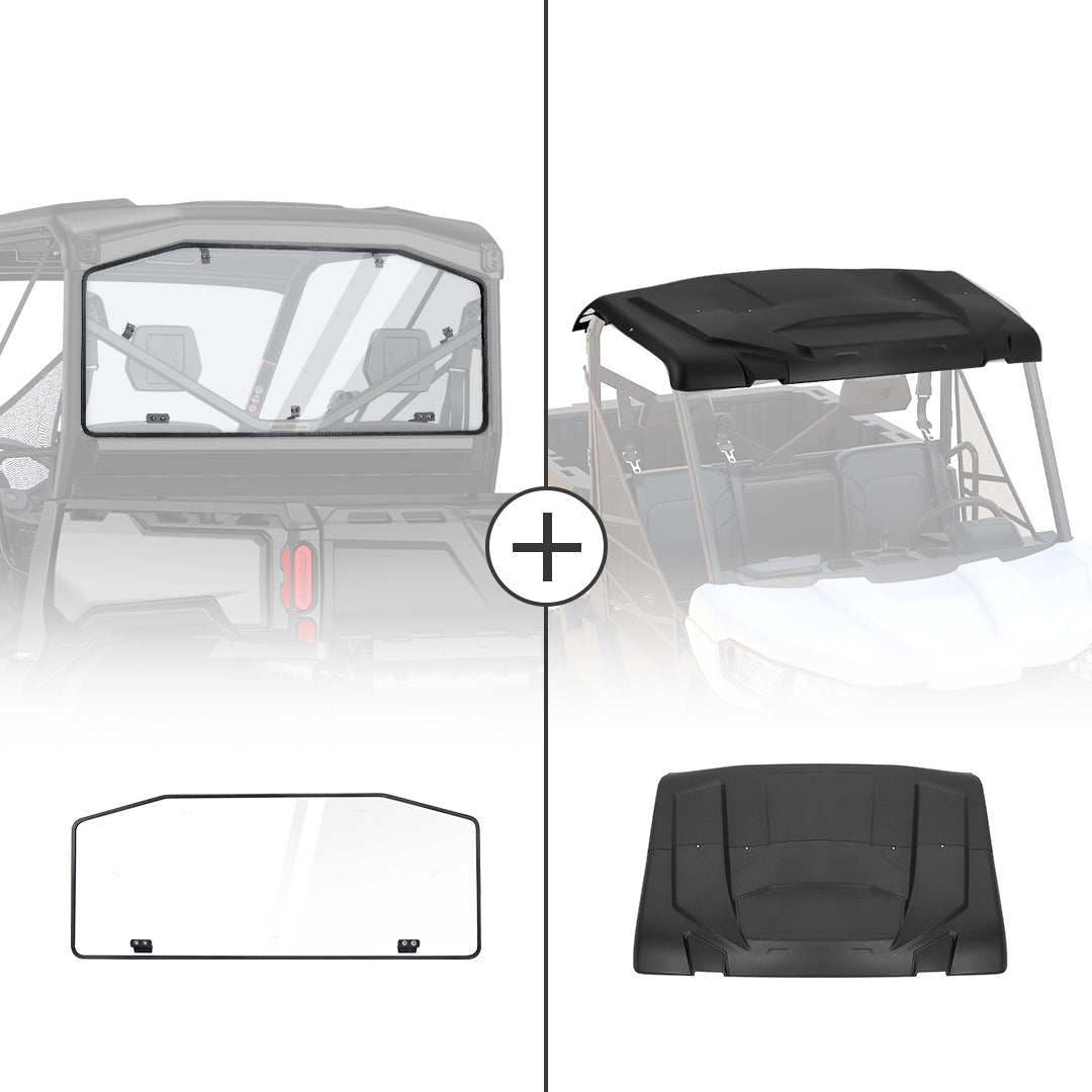Photo of Rear Windshield & Hard Roof Top Plastic for Can Am Defender by Kemimoto - Premium for UTVs / Side by Sides