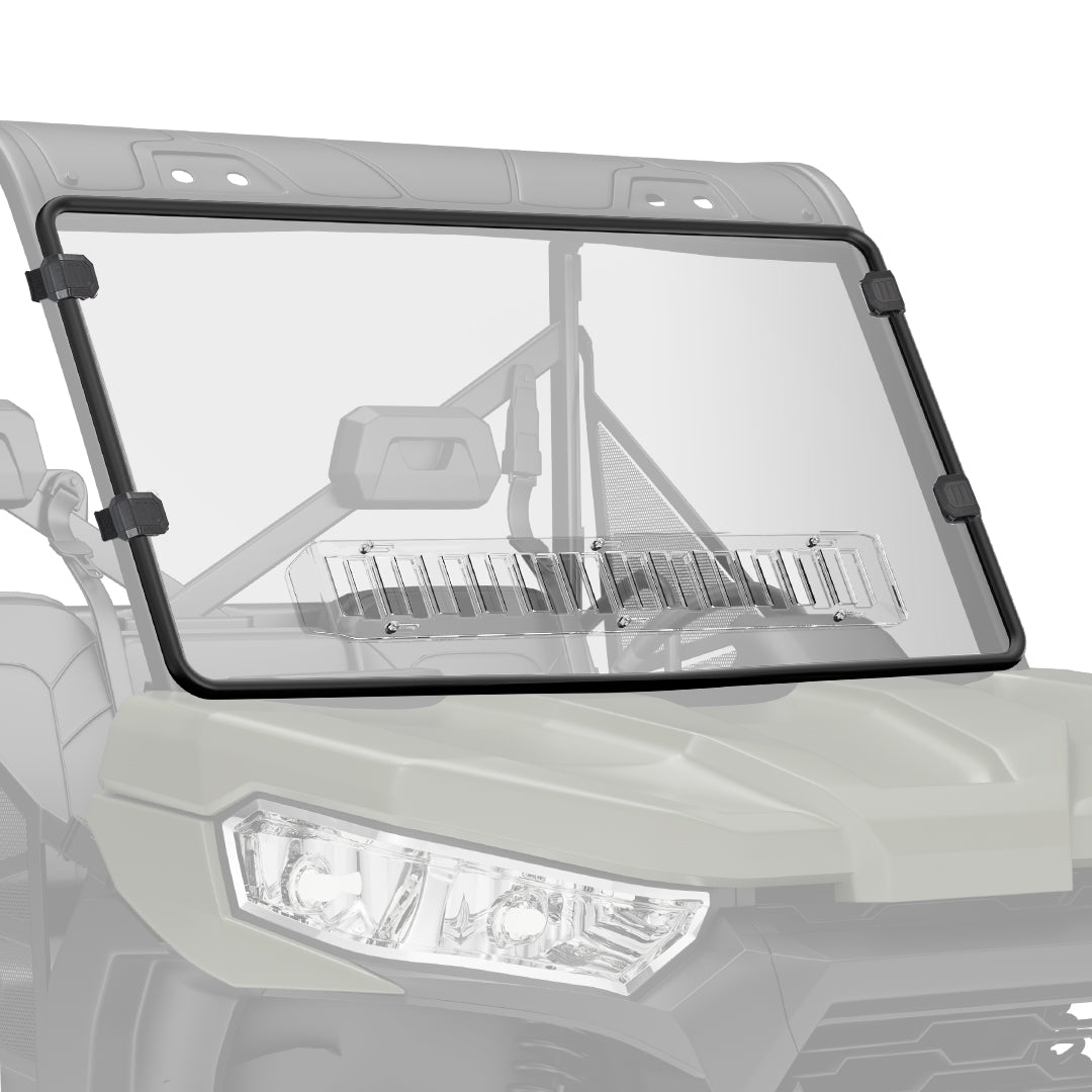 Photo of Rear & Front Vented Full Windshield for Can Am Defender by Kemimoto - Premium for UTVs / Side by Sides
