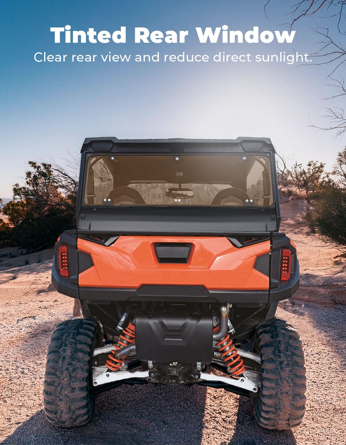Photo of Tinted Rear Hard Windshield for Polaris General 1000/4/XP 1000/4 2016-2025 by Kemimoto - Premium for UTVs / Side by Sides