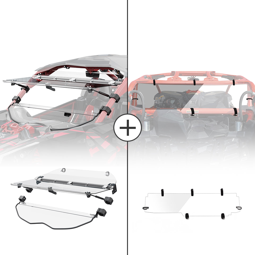 Photo of Kemimoto Flip and Rear Windshields for Can Am Maverick X3/ X3 Max 2017-2023 by Kemimoto - Premium for UTVs / Side by Sides