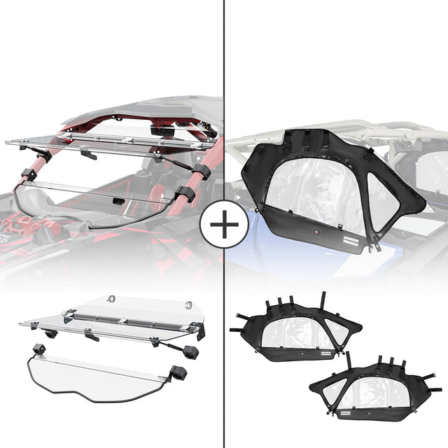 Photo of Kemimoto Flip Windshield and Soft Cab Enclosures for 2017+ Can Am Maverick X3 by Kemimoto - Premium for UTVs / Side by Sides