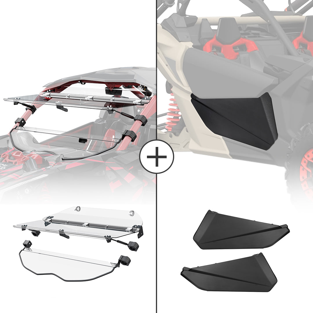 Photo of Kemimoto Flip Windshield and Lower Doors for 2017+ Can Am Maverick X3 by Kemimoto - Premium for UTVs / Side by Sides
