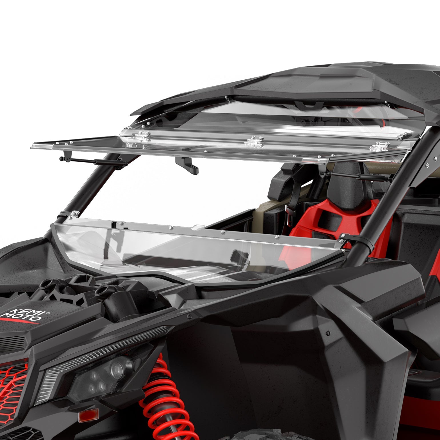 Photo of Upgraded Scratch Resistant Flip Windshield for Can-Am Maverick X3/X3 MAX by Kemimoto - Premium for UTVs / Side by Sides