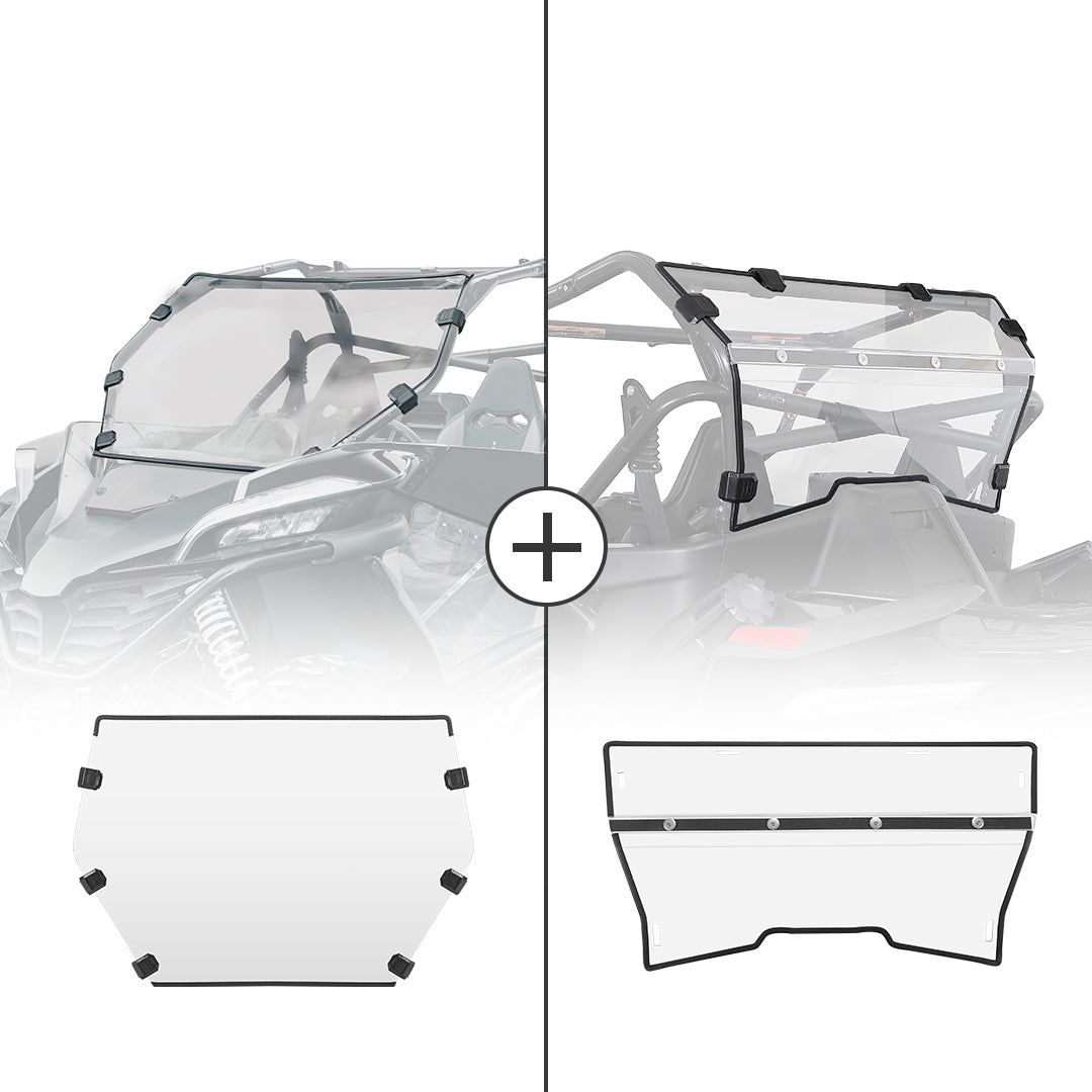 Photo of Kemimoto Front Full & Rear Windshield Scratch Resistant for CFMOTO ZForce 950 by Kemimoto - Premium for UTVs / Side by Sides