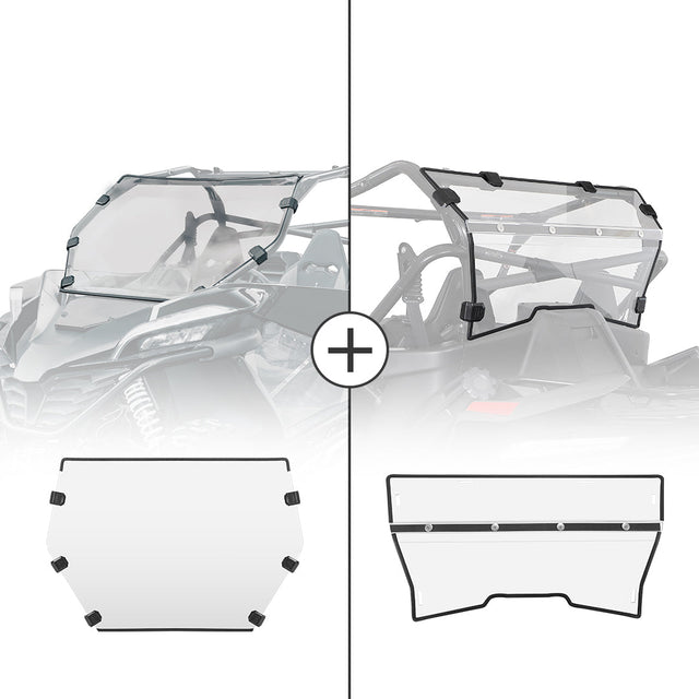 Photo of Kemimoto Front Full & Rear Windshield Scratch Resistant for CFMOTO ZForce 950 by Kemimoto - Premium for UTVs / Side by Sides