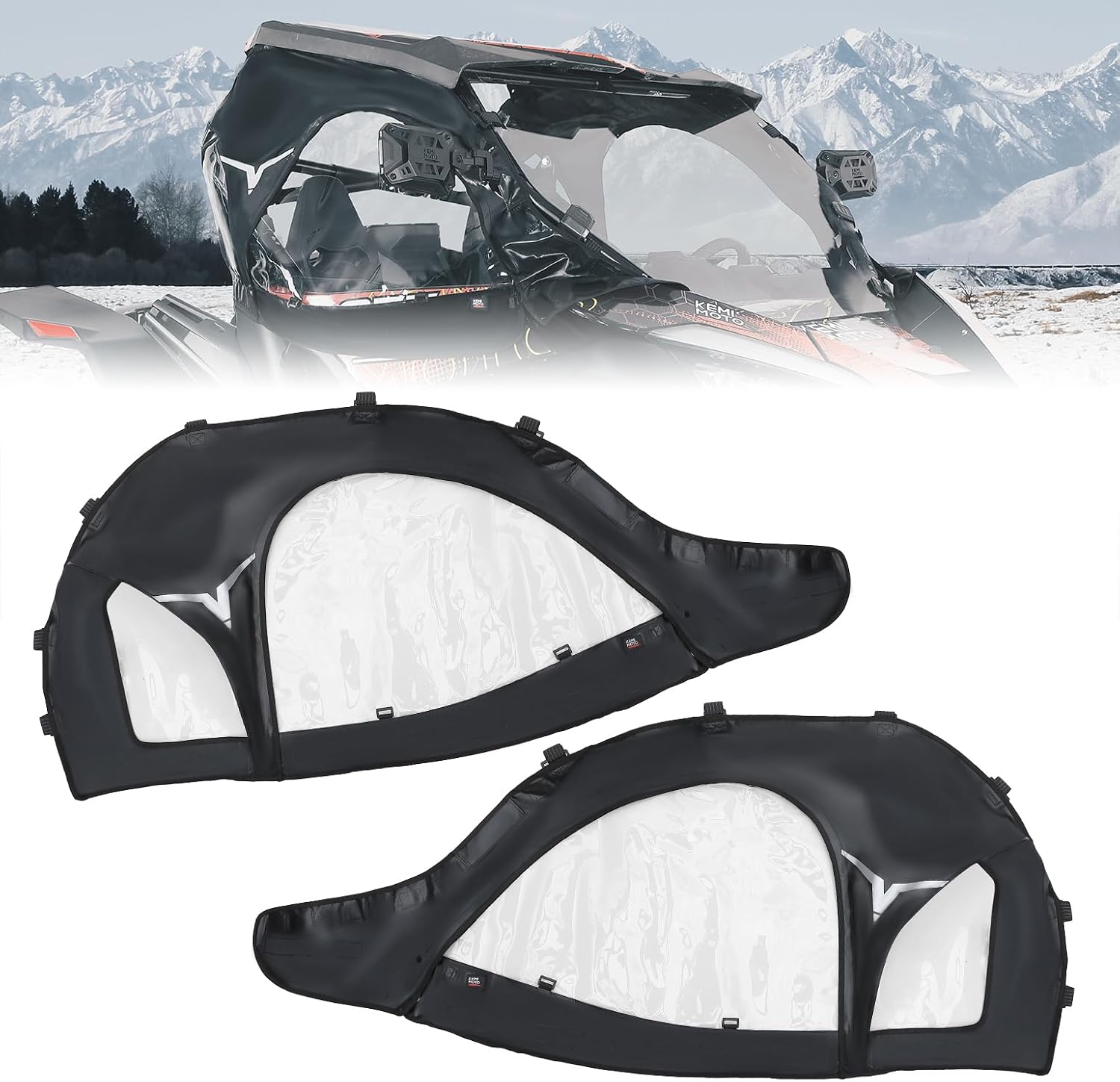 Photo of Soft Cab Enclosure Upper Windows for CFMOTO ZForce 950 by Kemimoto - Premium for UTVs / Side by Sides