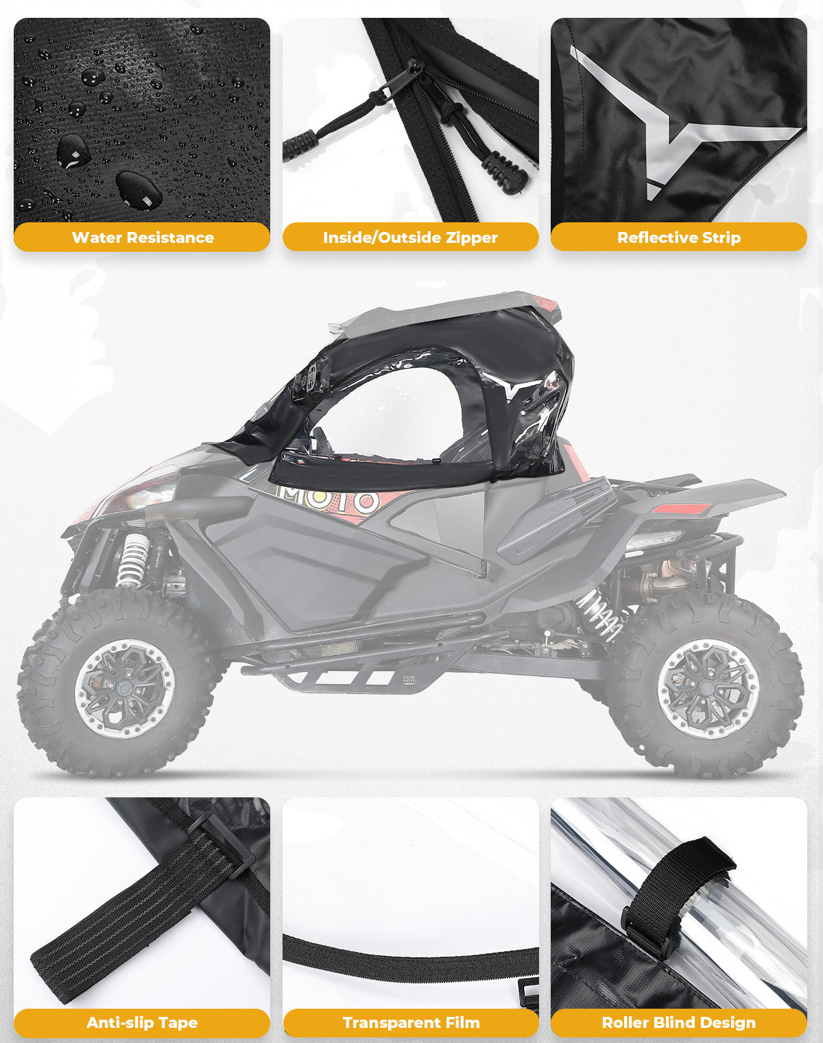 Photo of Soft Cab Enclosure Upper Windows for CFMOTO ZForce 950 by Kemimoto - Premium for UTVs / Side by Sides